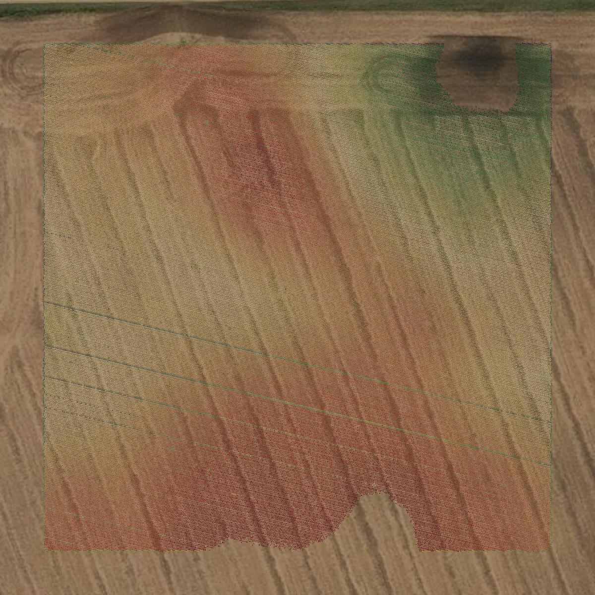 This image shows a LiDAR point cloud in Sheridan County created using GIS data in Equator.
