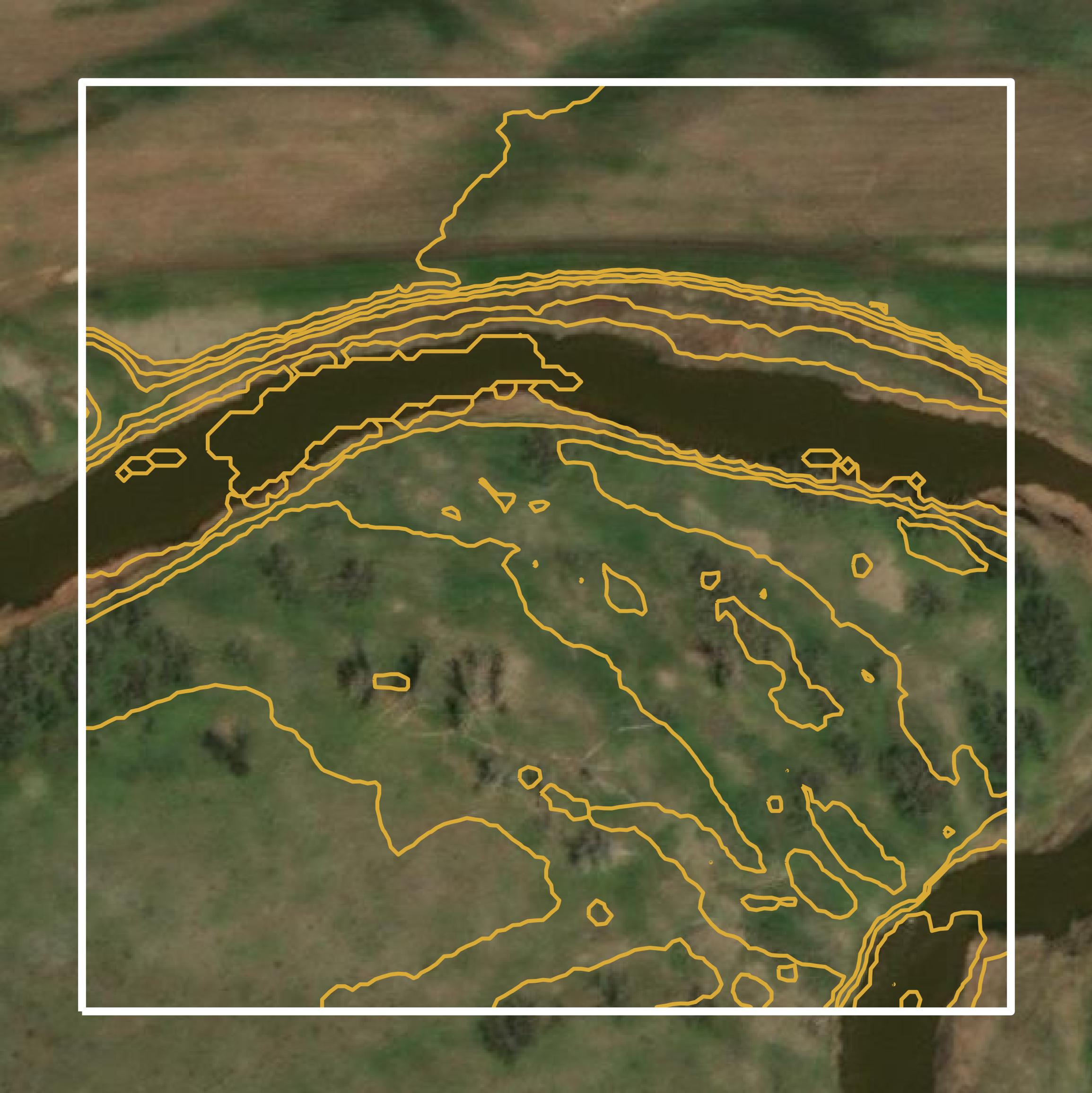This image shows a contour map in Sioux County created using GIS data in Equator.