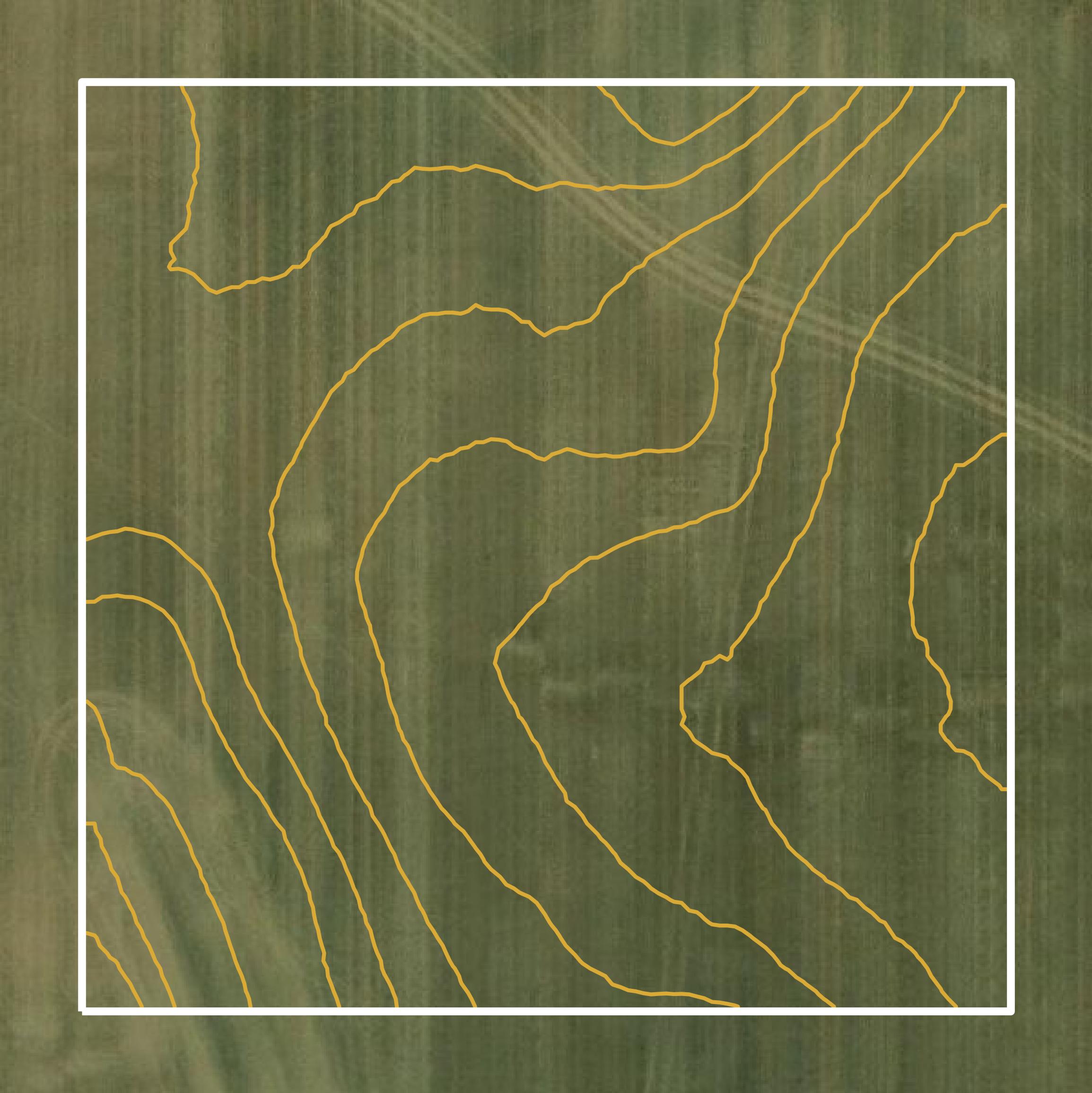 This image shows a contour map in Slope County created using GIS data in Equator.