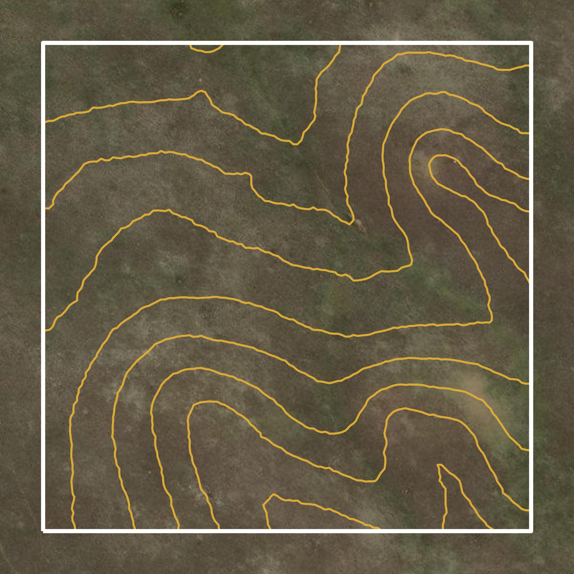This image shows a contour map in Slope County created using GIS data in Equator.