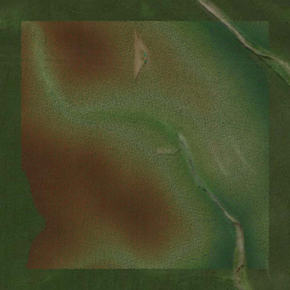 This image shows a LiDAR point cloud in Steele County created using GIS data in Equator.