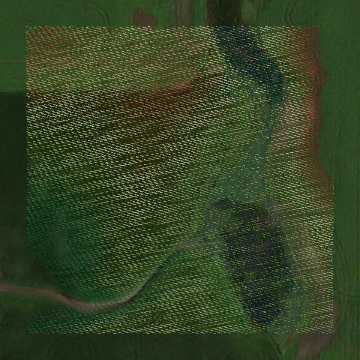 This image shows a LiDAR point cloud in Stutsman County created using GIS data in Equator.