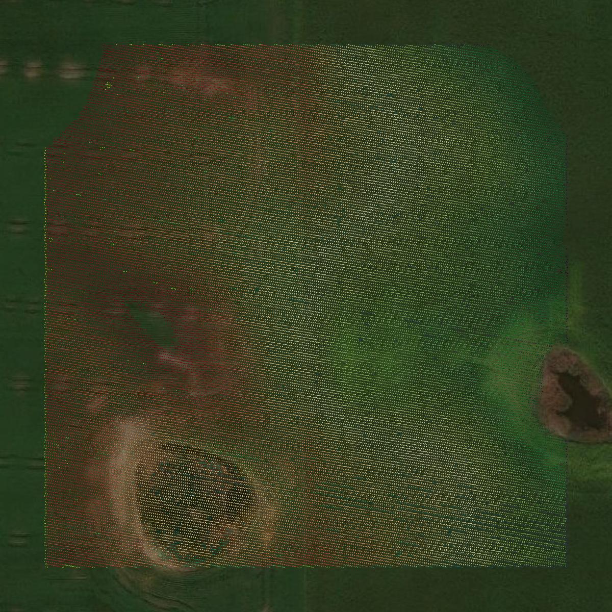 This image shows a LiDAR point cloud in Stutsman County created using GIS data in Equator.