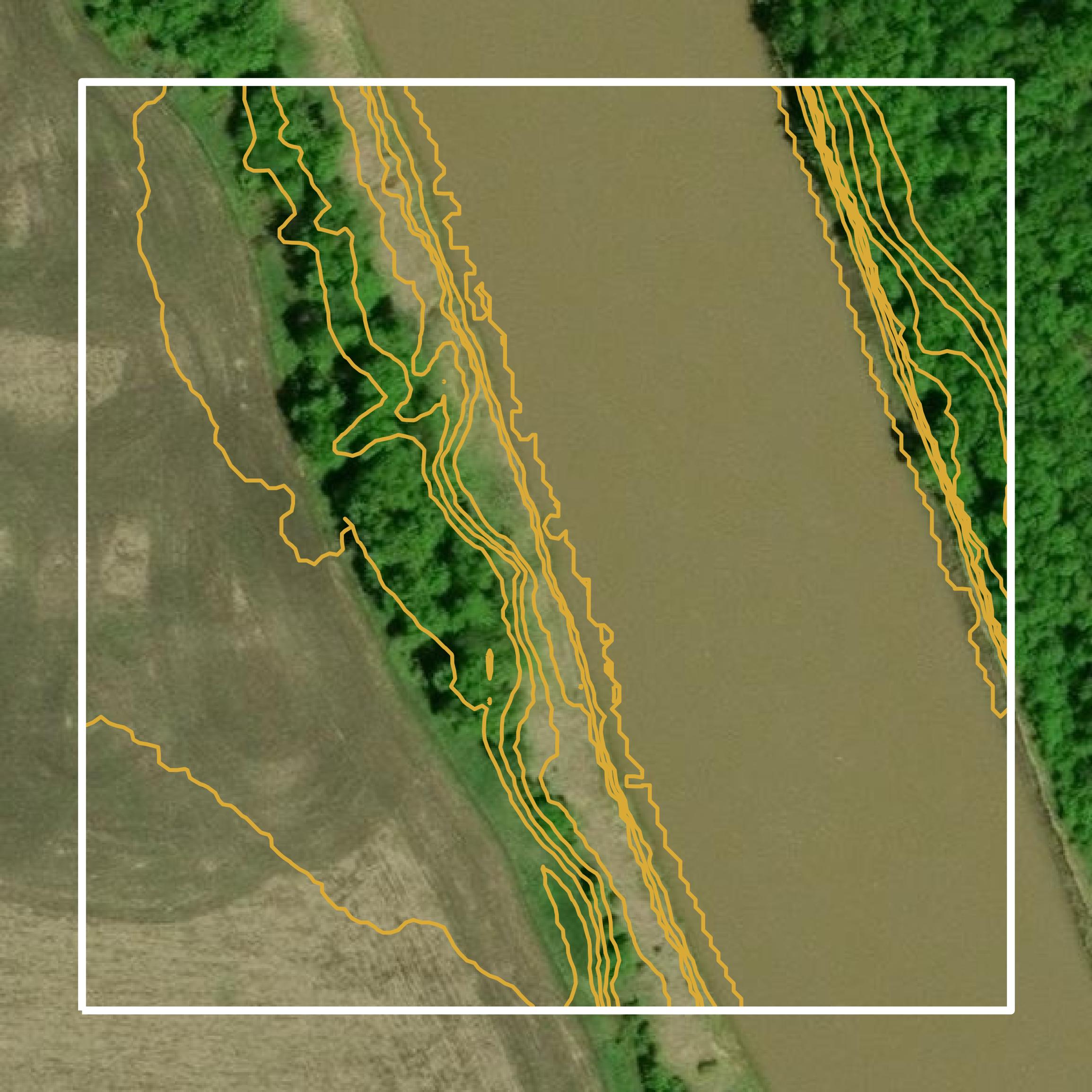This image shows a contour map in Traill County created using GIS data in Equator.