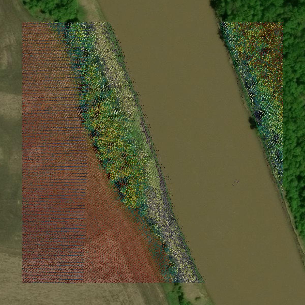 This image shows a LiDAR point cloud in Traill County created using GIS data in Equator.