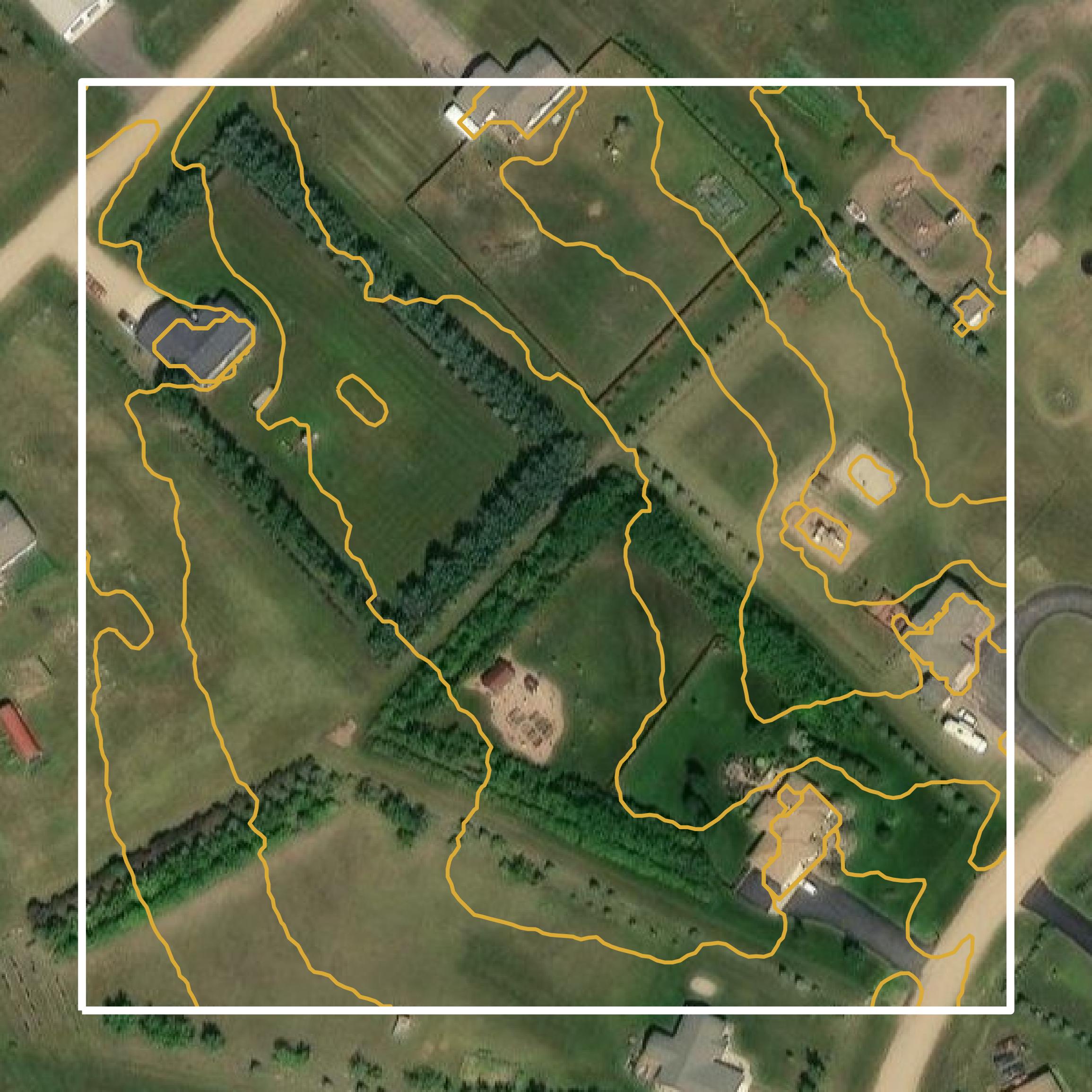 This image shows a contour map in Ward County created using GIS data in Equator.