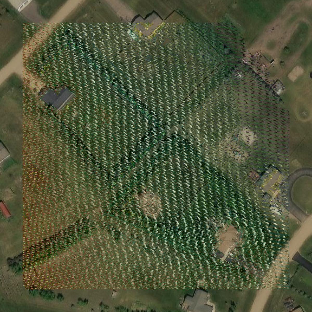 This image shows a LiDAR point cloud in Ward County created using GIS data in Equator.