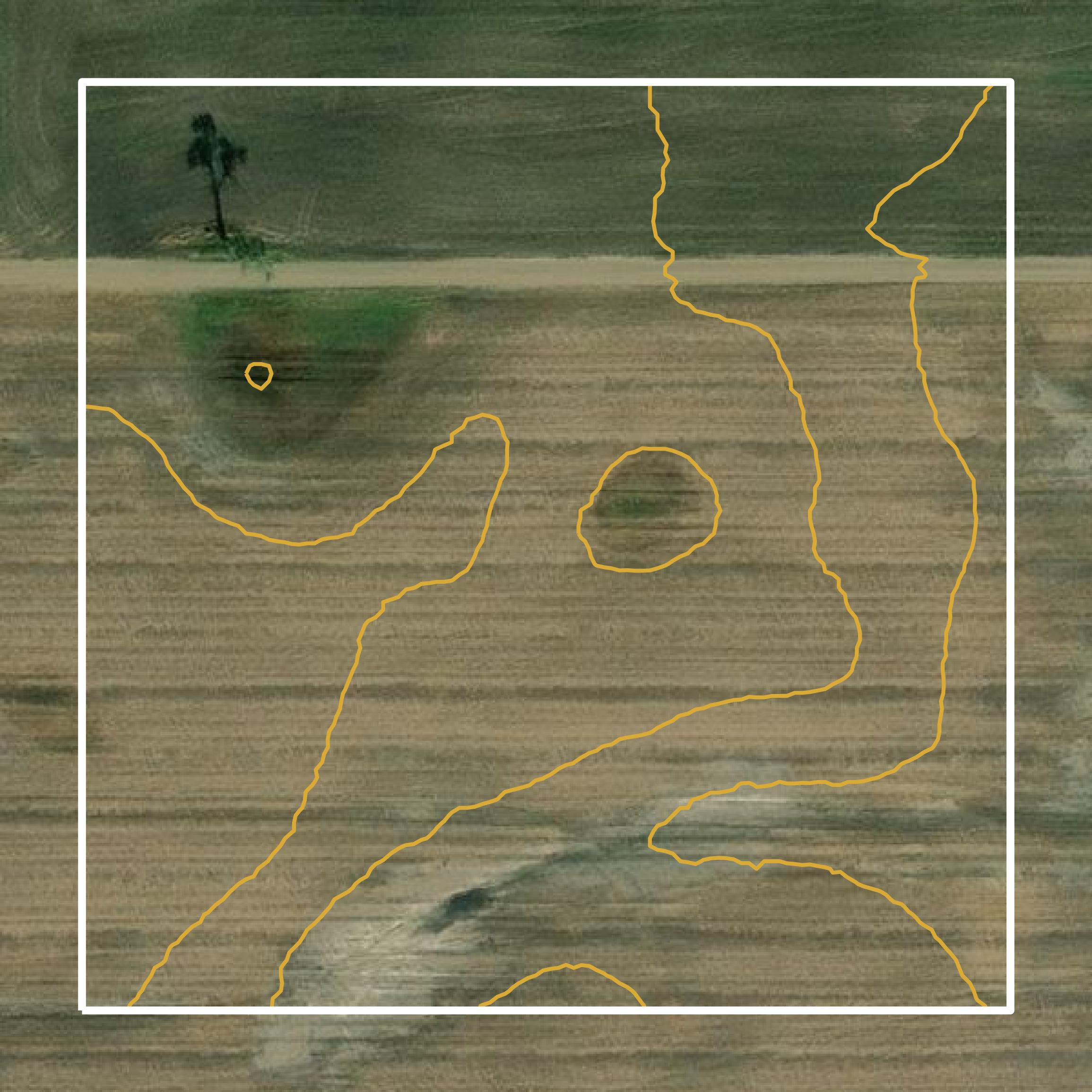 This image shows a contour map in Wells County created using GIS data in Equator.