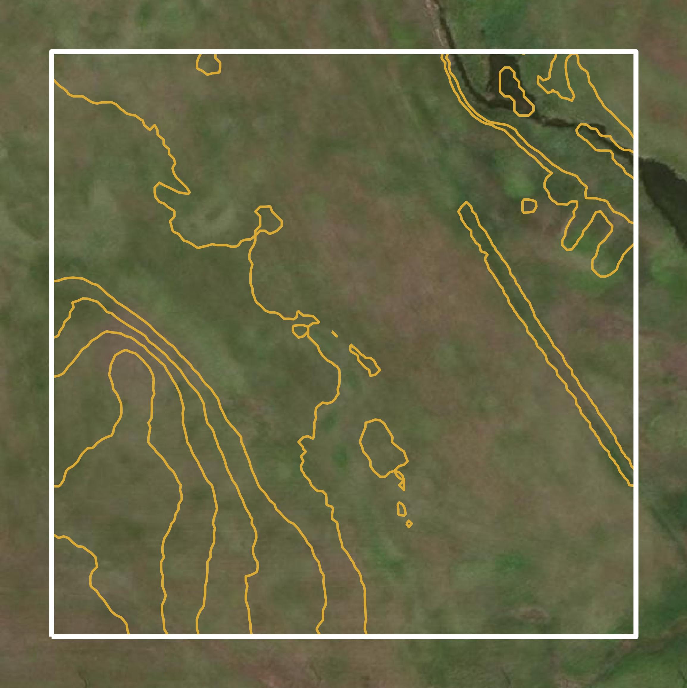 This image shows a contour map in Williams County created using GIS data in Equator.