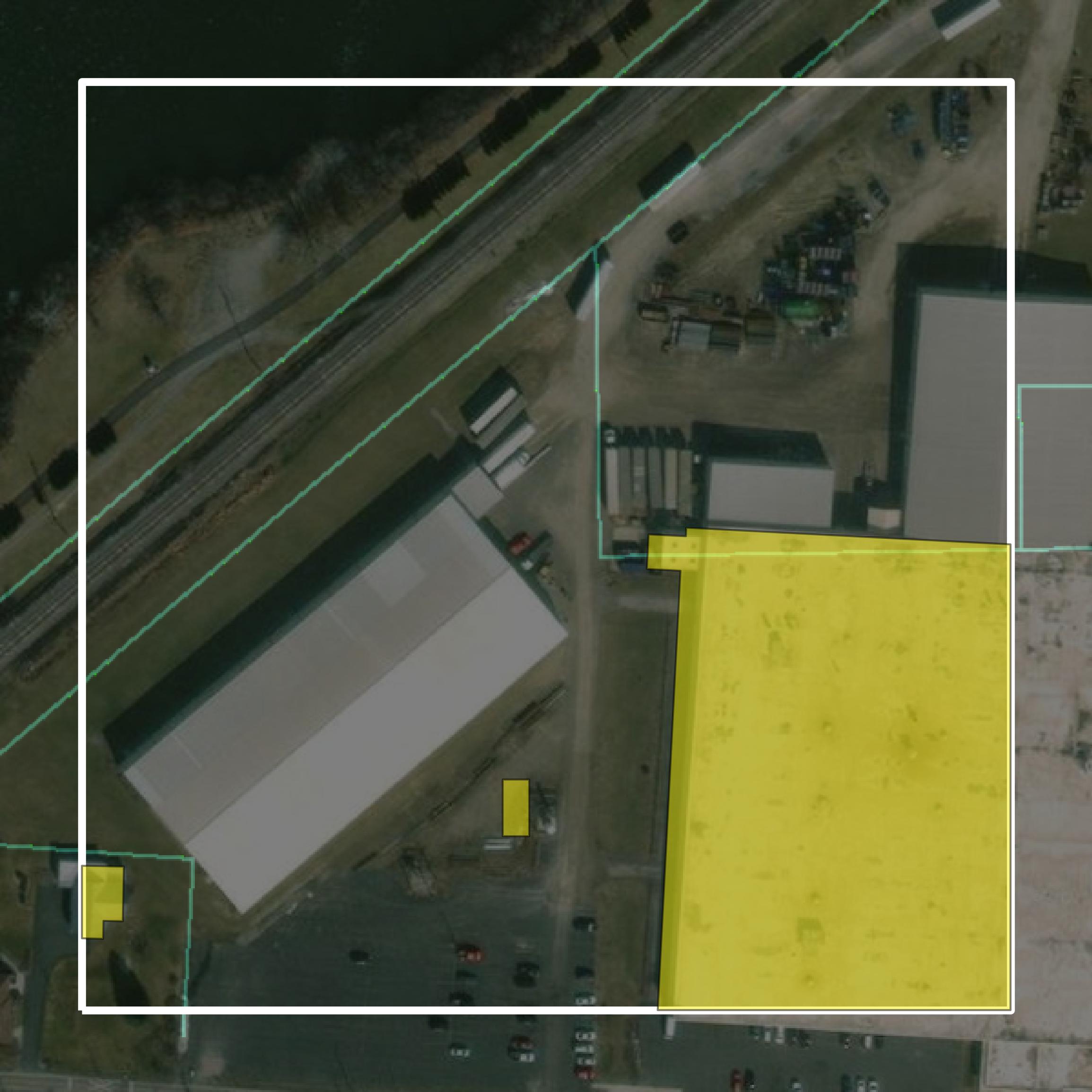 This image shows parcel and building data in Allen County created using GIS data in Equator.