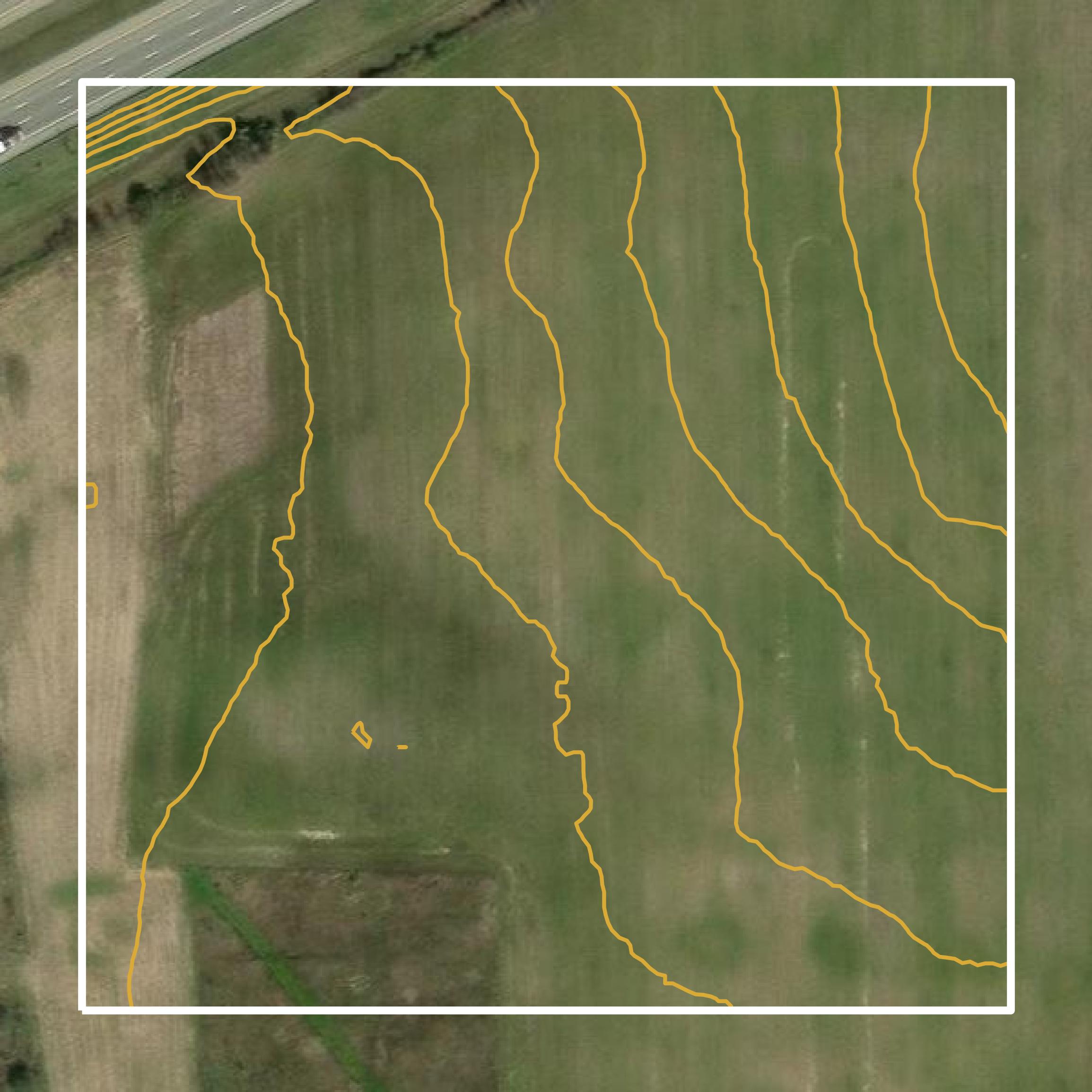 This image shows a contour map in Ashland County created using GIS data in Equator.