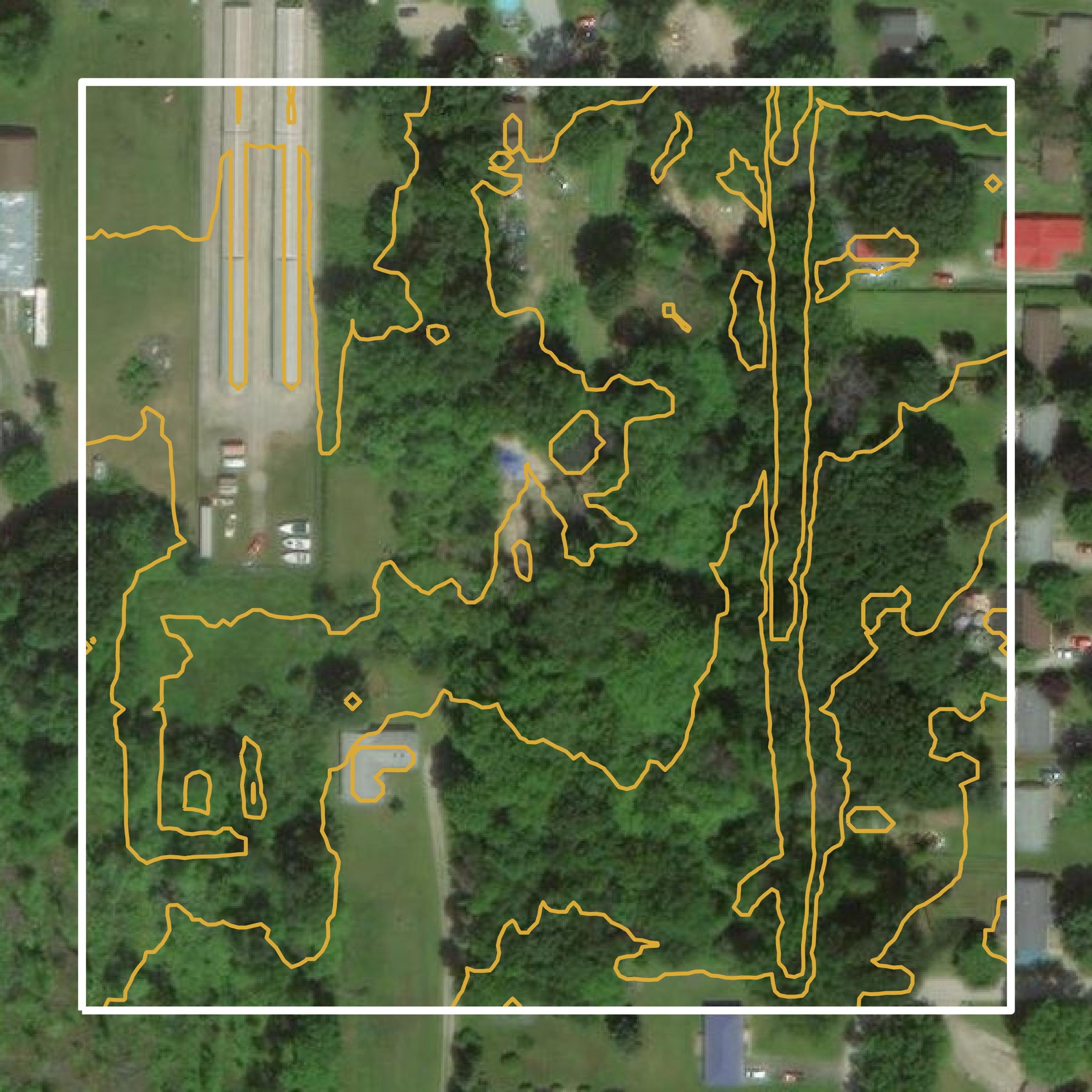 This image shows a contour map in Ashtabula County created using GIS data in Equator.