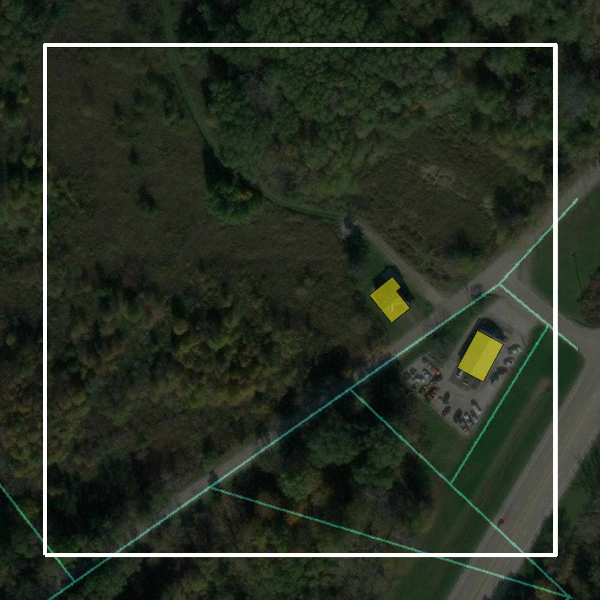 This image shows parcel and building data in Ashtabula County created using GIS data in Equator.