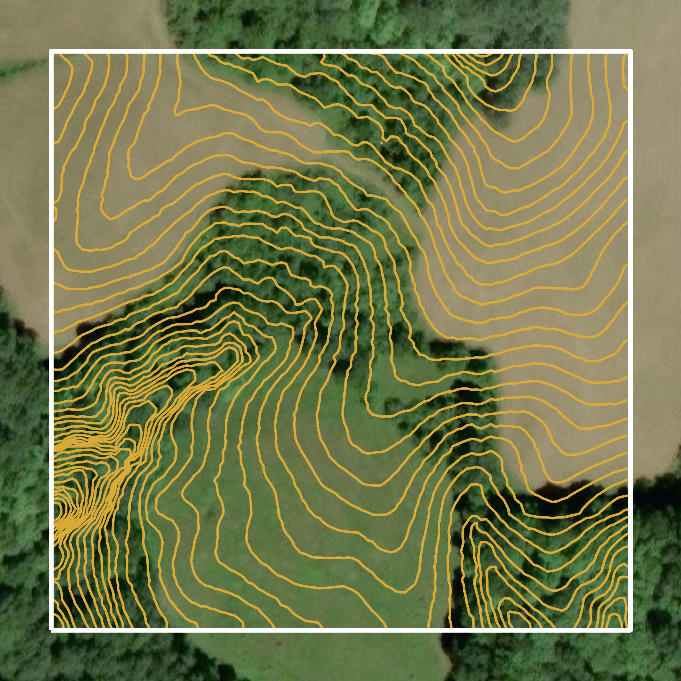 This image shows a contour map in Athens County created using GIS data in Equator.