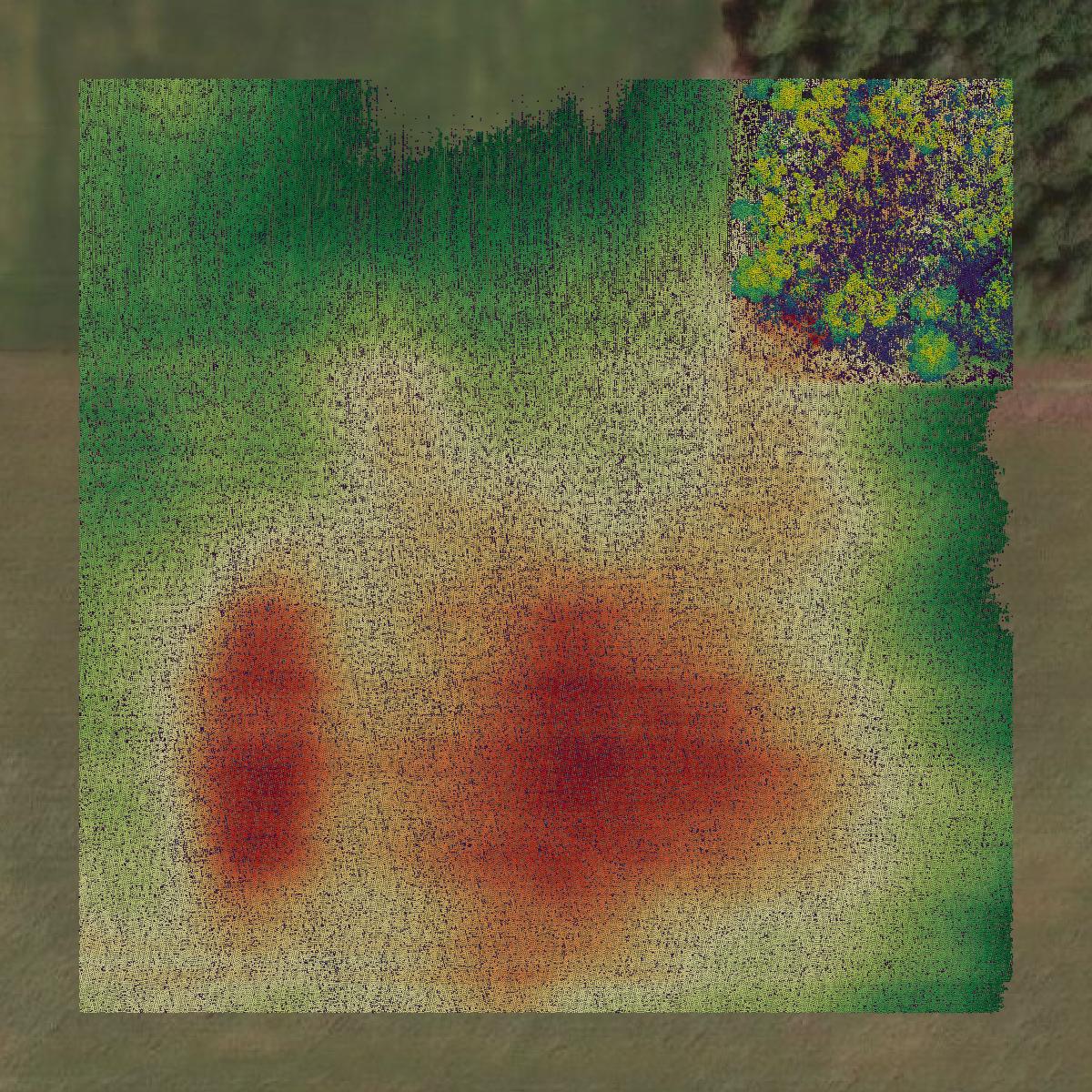 This image shows a LiDAR point cloud in Auglaize County created using GIS data in Equator.