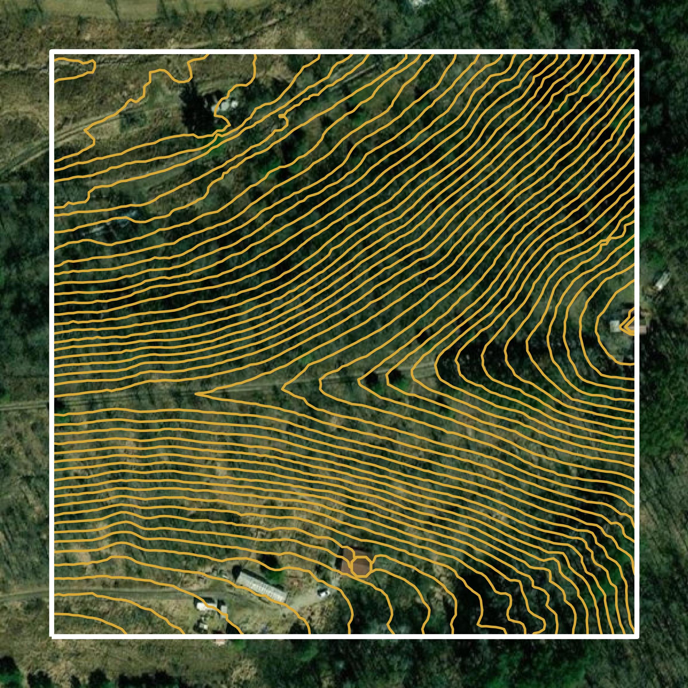 This image shows a contour map in Carroll County created using GIS data in Equator.