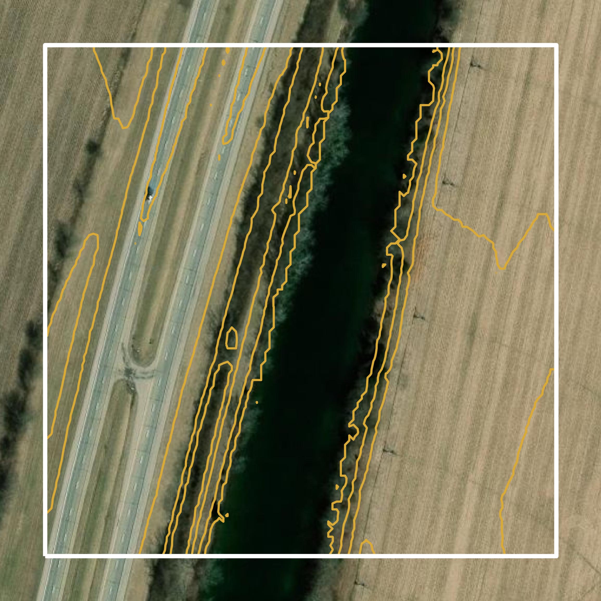 This image shows a contour map in Clark County created using GIS data in Equator.