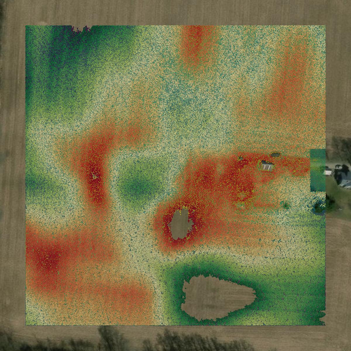 This image shows a LiDAR point cloud in Clark County created using GIS data in Equator.