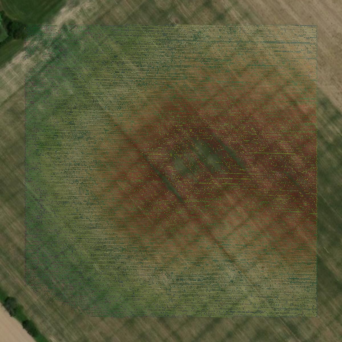 This image shows a LiDAR point cloud in Clinton County created using GIS data in Equator.