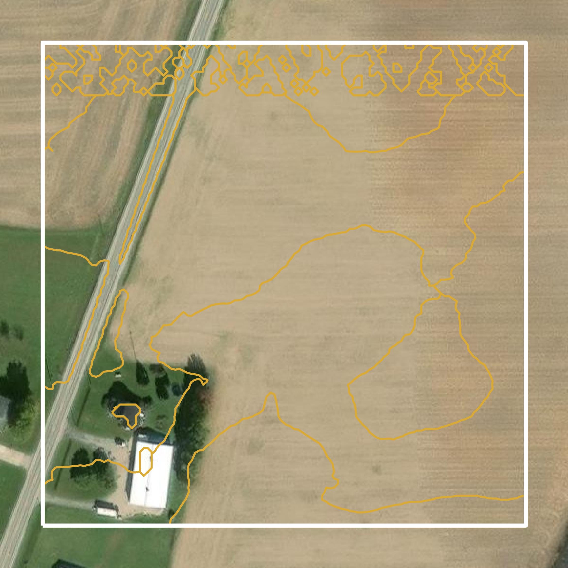 This image shows a contour map in Crawford County created using GIS data in Equator.