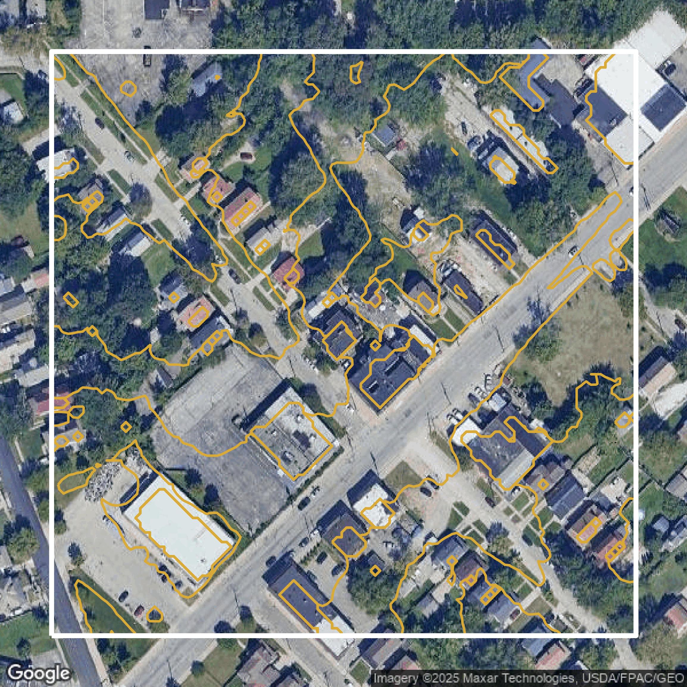 This image shows a contour map in Cuyahoga County created using GIS data in Equator.