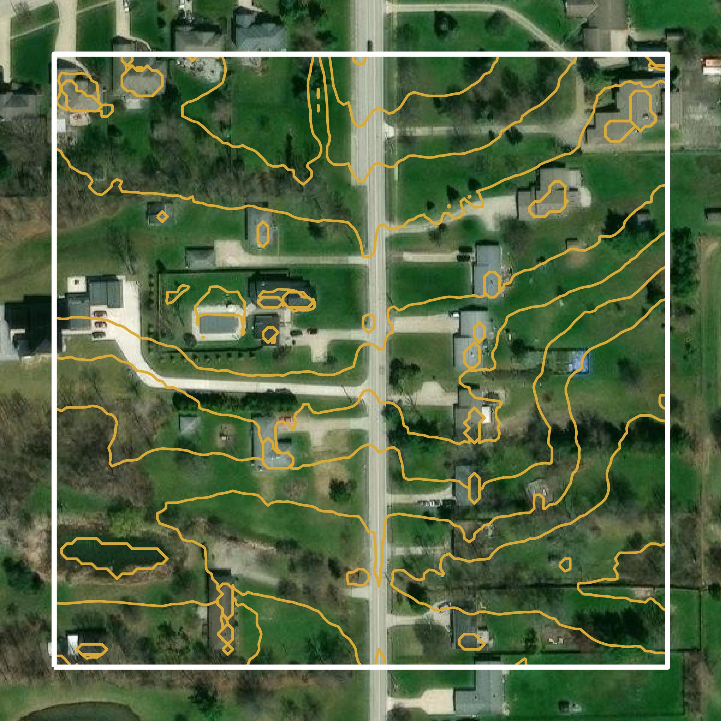 This image shows a contour map in Cuyahoga County created using GIS data in Equator.