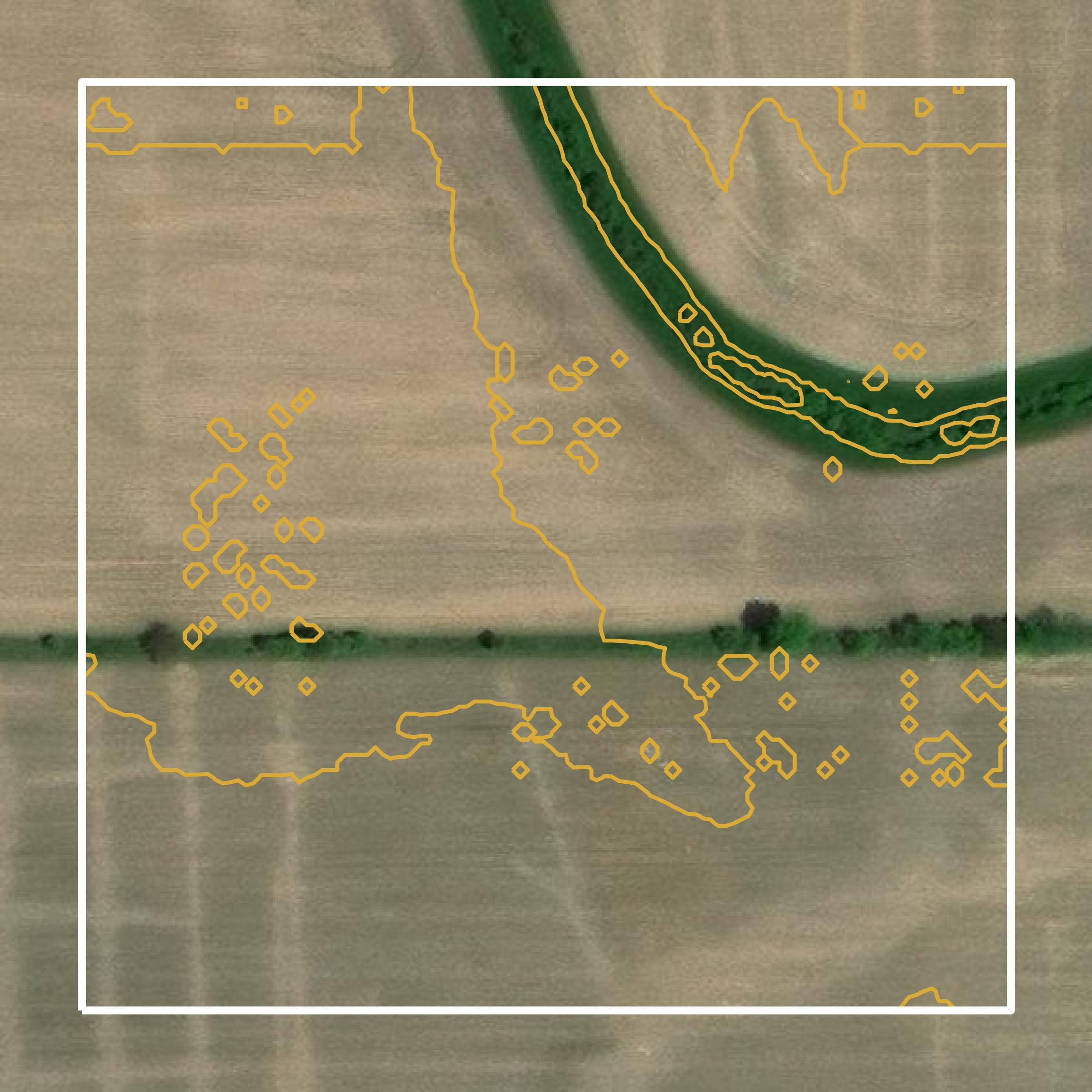This image shows a contour map in Defiance County created using GIS data in Equator.