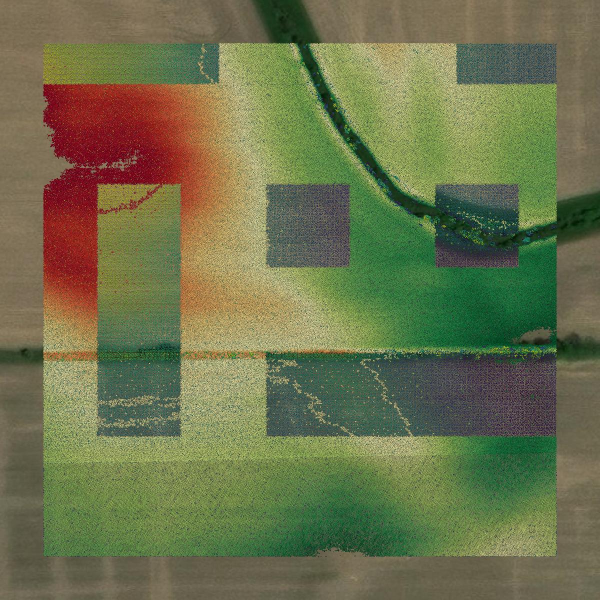 This image shows a LiDAR point cloud in Defiance County created using GIS data in Equator.