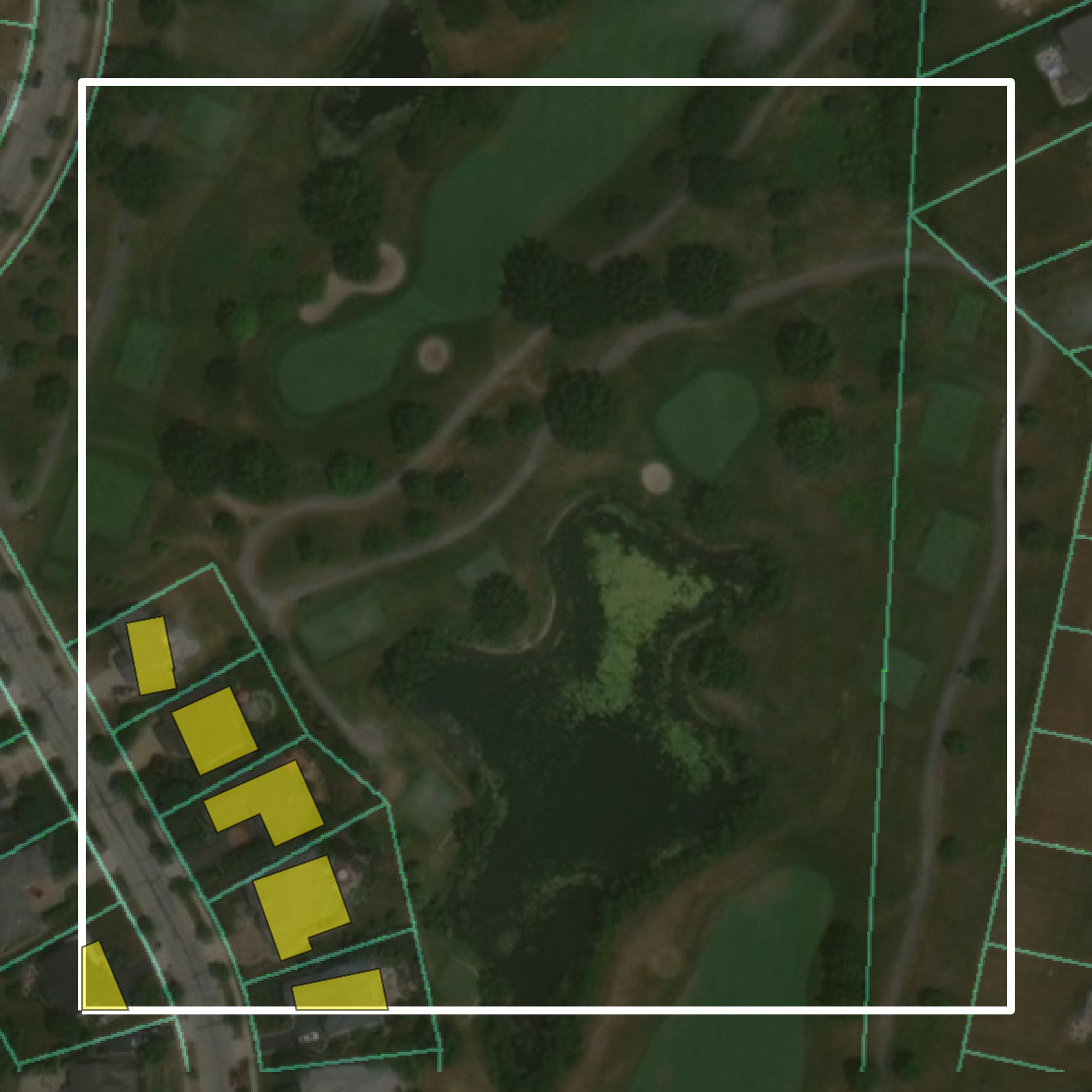 This image shows parcel and building data in Delaware County created using GIS data in Equator.