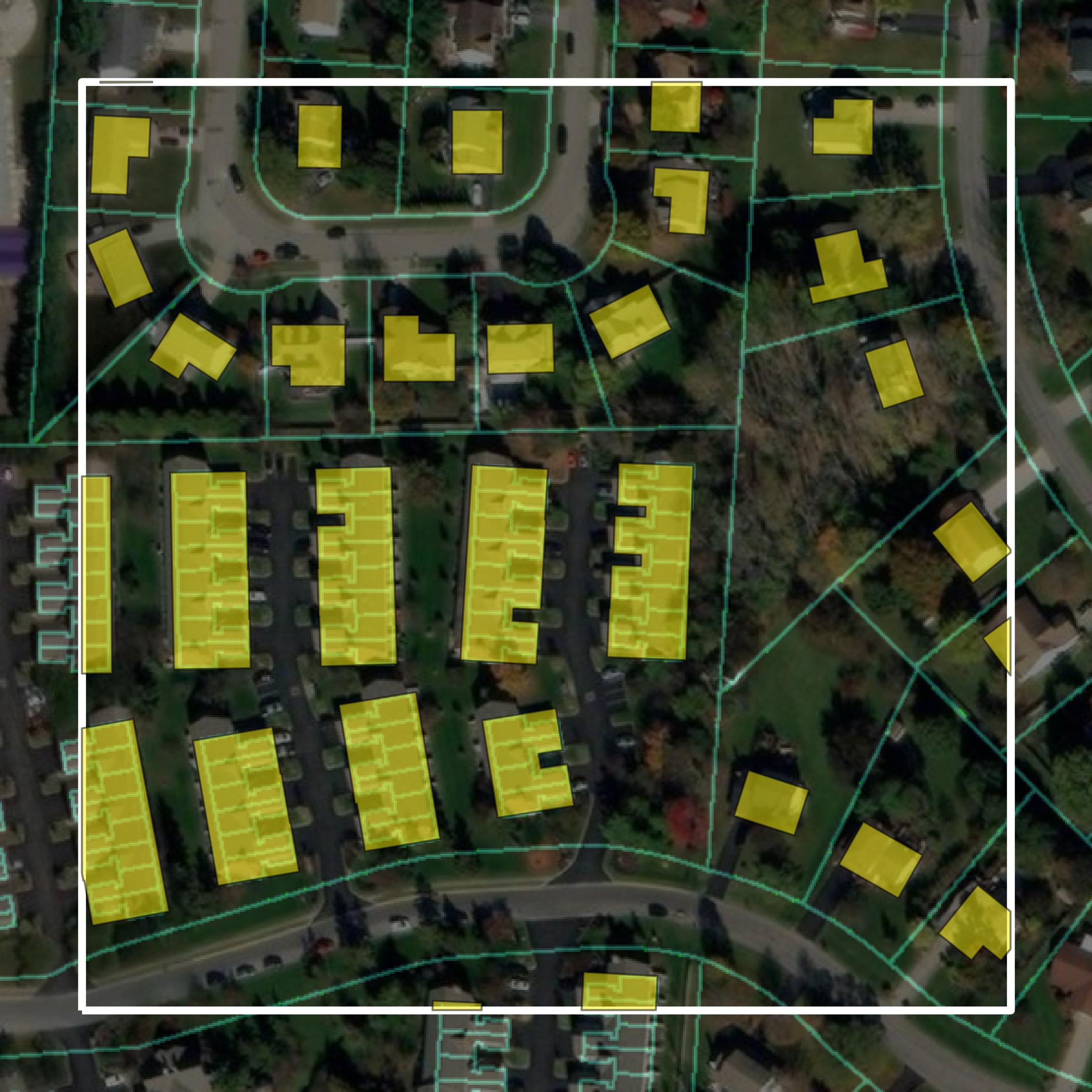 This image shows parcel and building data in Fairfield County created using GIS data in Equator.
