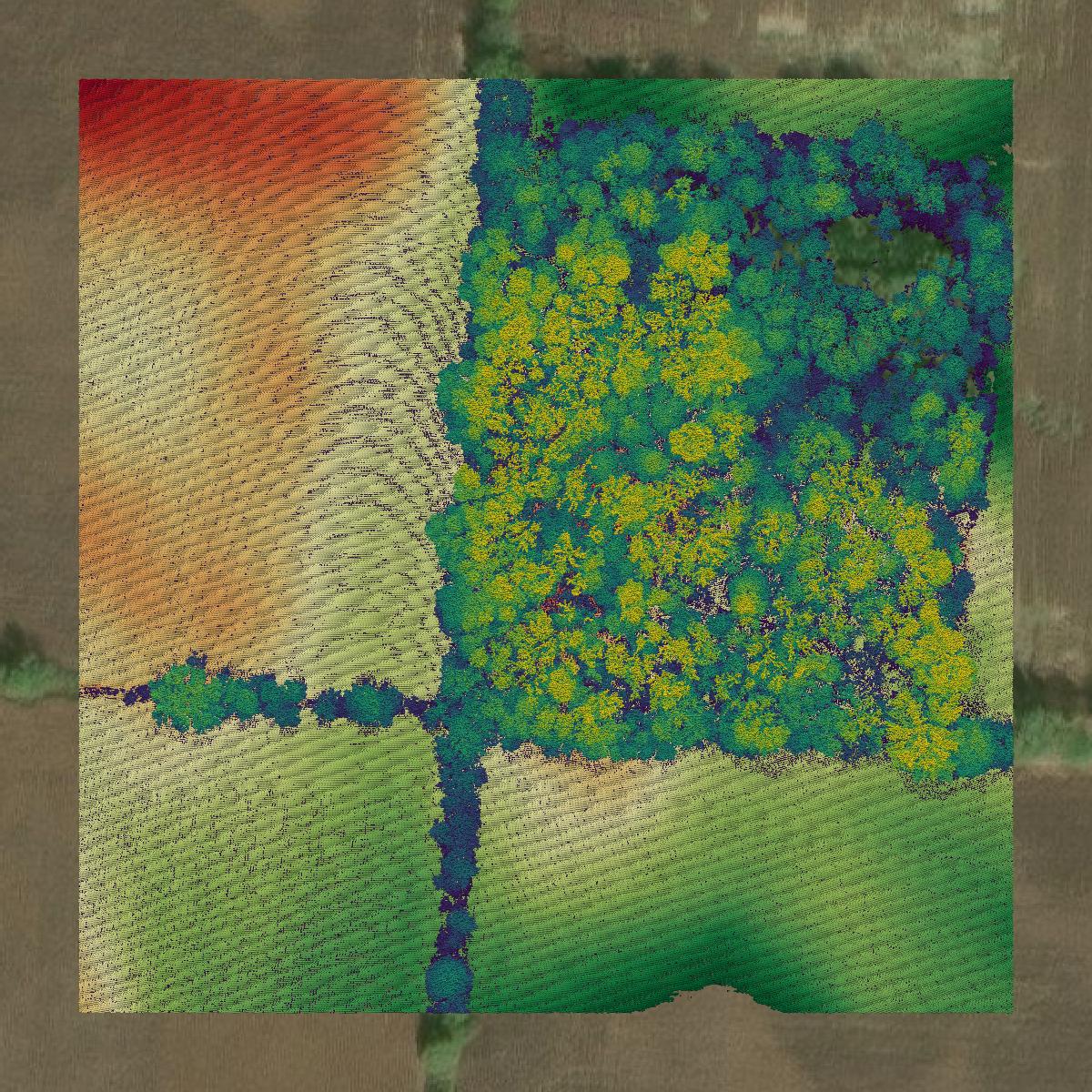 This image shows a LiDAR point cloud in Fairfield County created using GIS data in Equator.