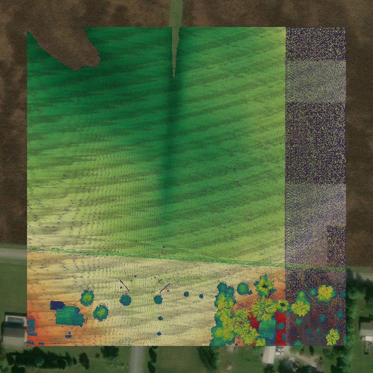 This image shows a LiDAR point cloud in Fairfield County created using GIS data in Equator.