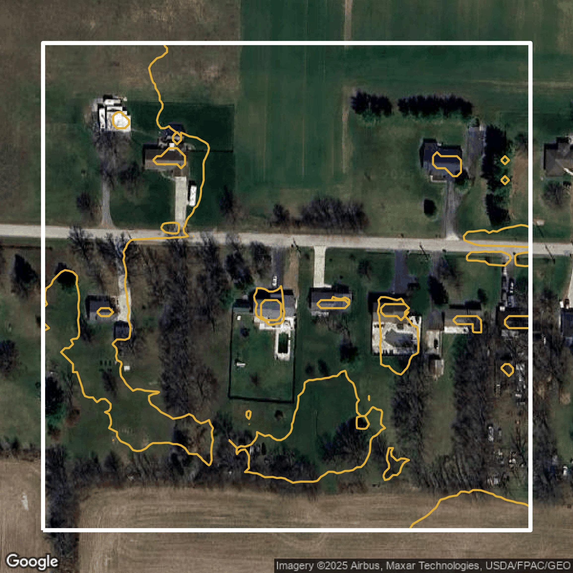 This image shows a contour map in Franklin County created using GIS data in Equator.