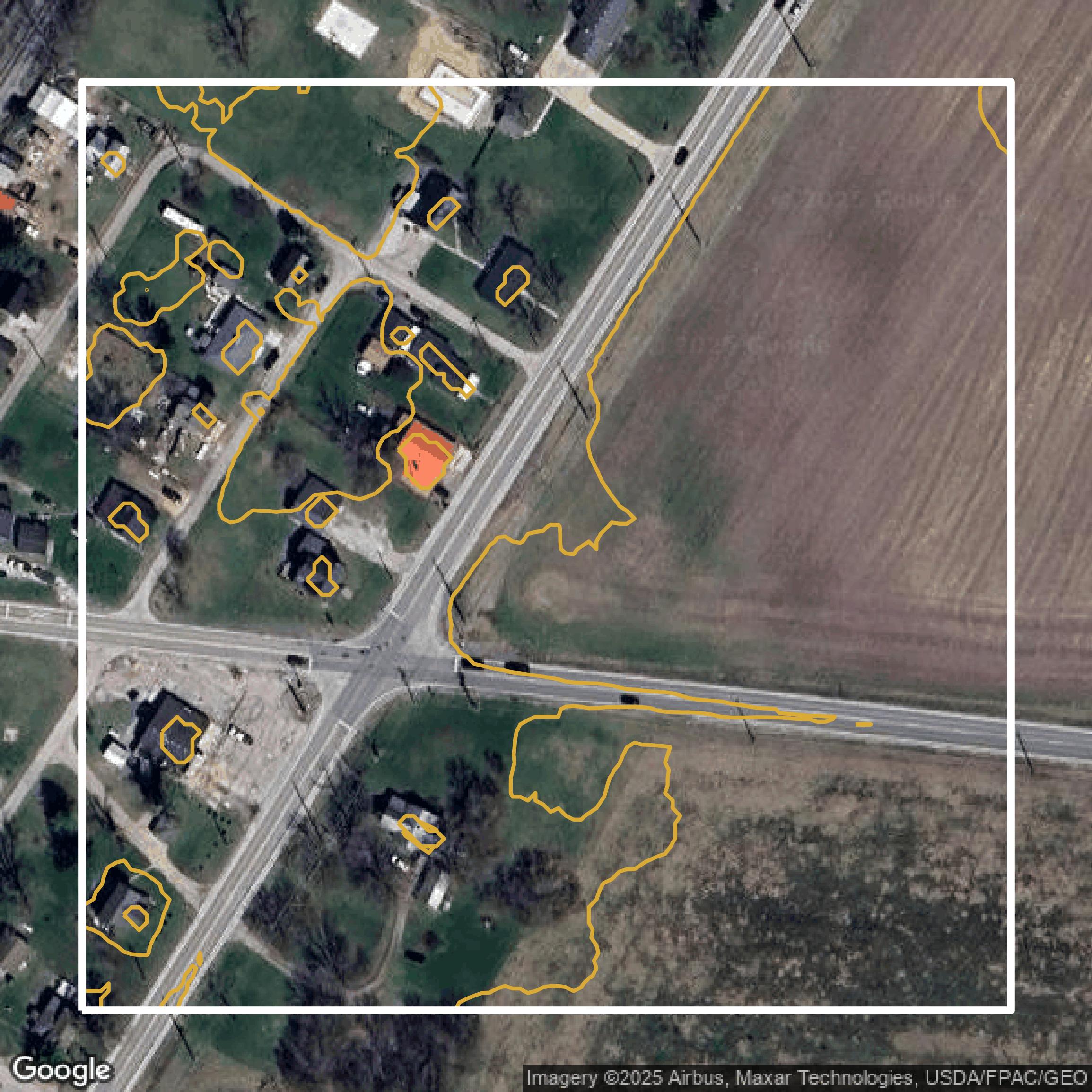 This image shows a contour map in Franklin County created using GIS data in Equator.