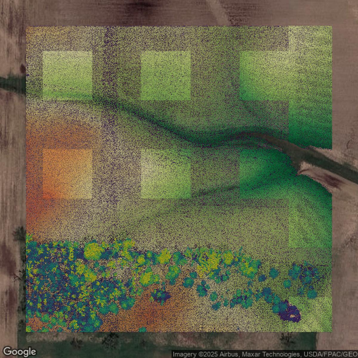 This image shows a LiDAR point cloud in Franklin County created using GIS data in Equator.