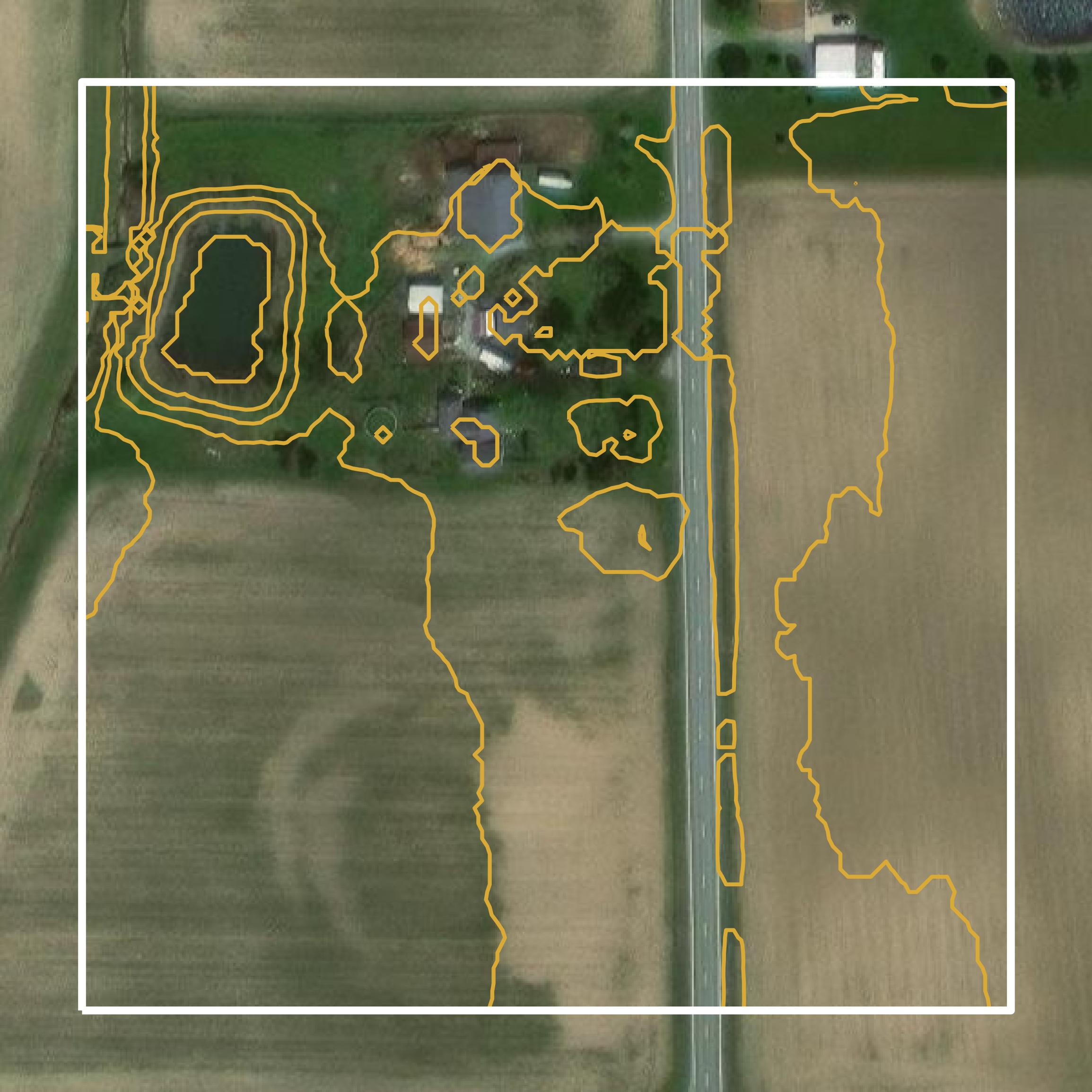 This image shows a contour map in Fulton County created using GIS data in Equator.