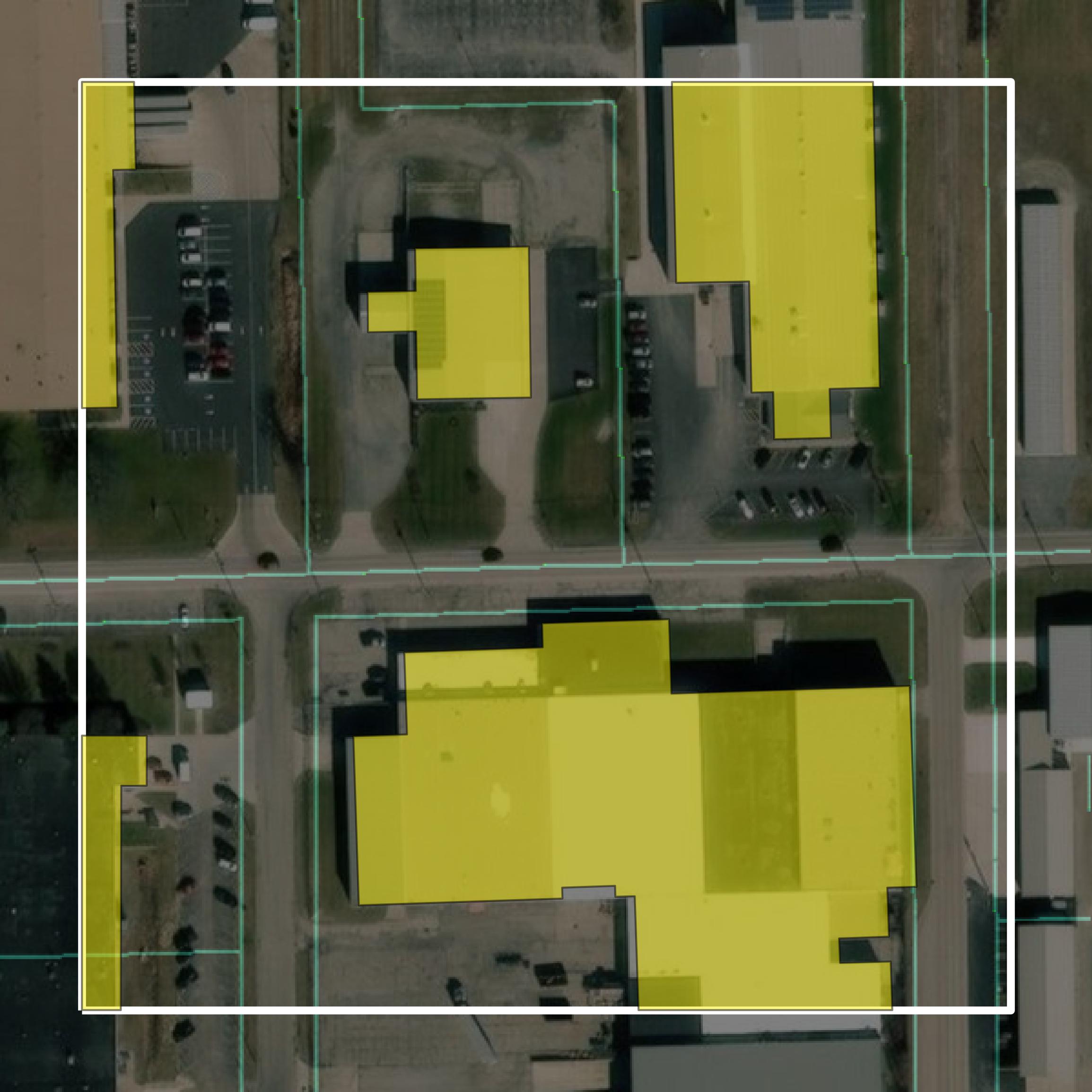 This image shows parcel and building data in Fulton County created using GIS data in Equator.