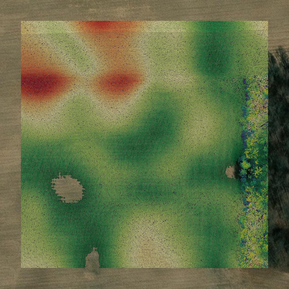 This image shows a LiDAR point cloud in Fulton County created using GIS data in Equator.