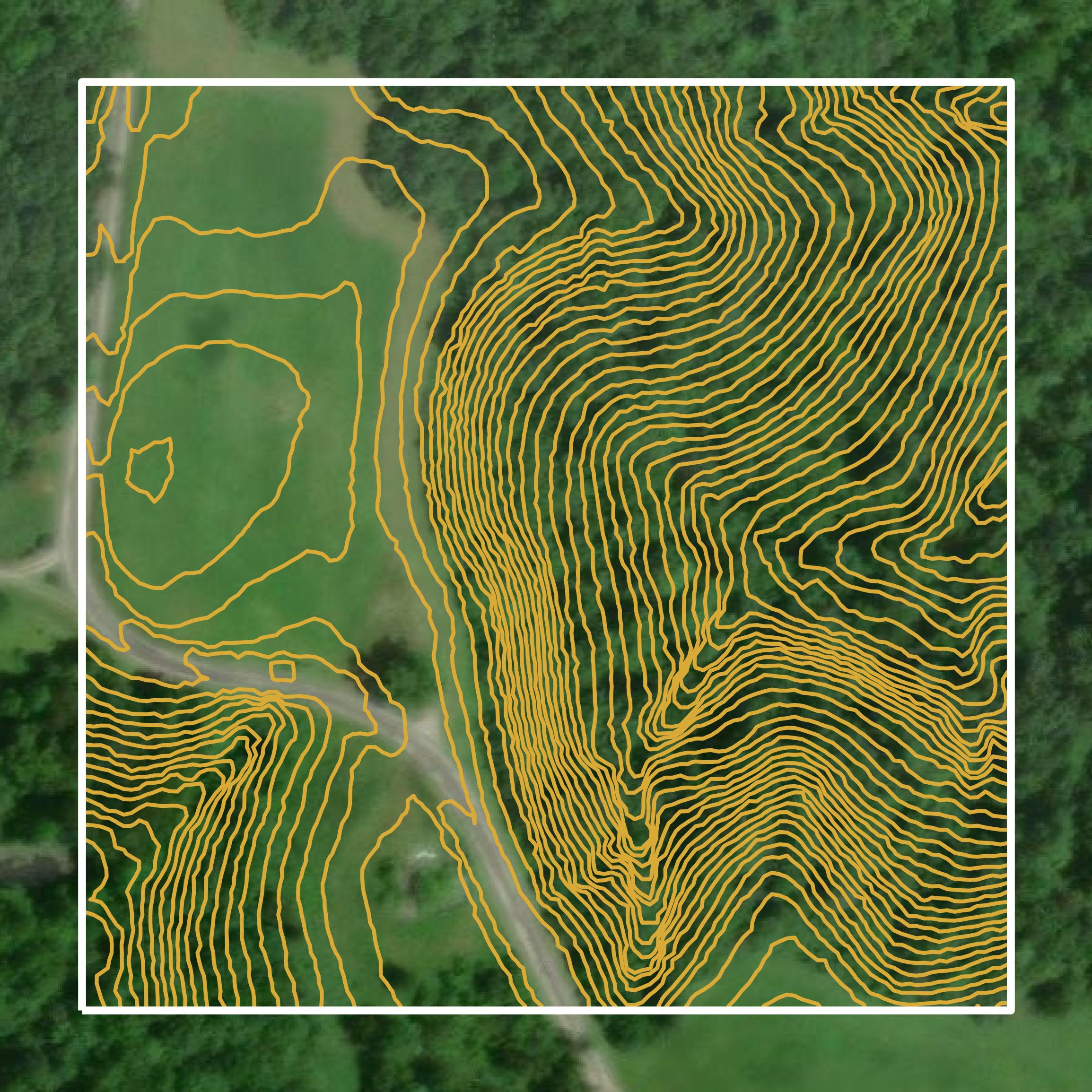 This image shows a contour map in Gallia County created using GIS data in Equator.