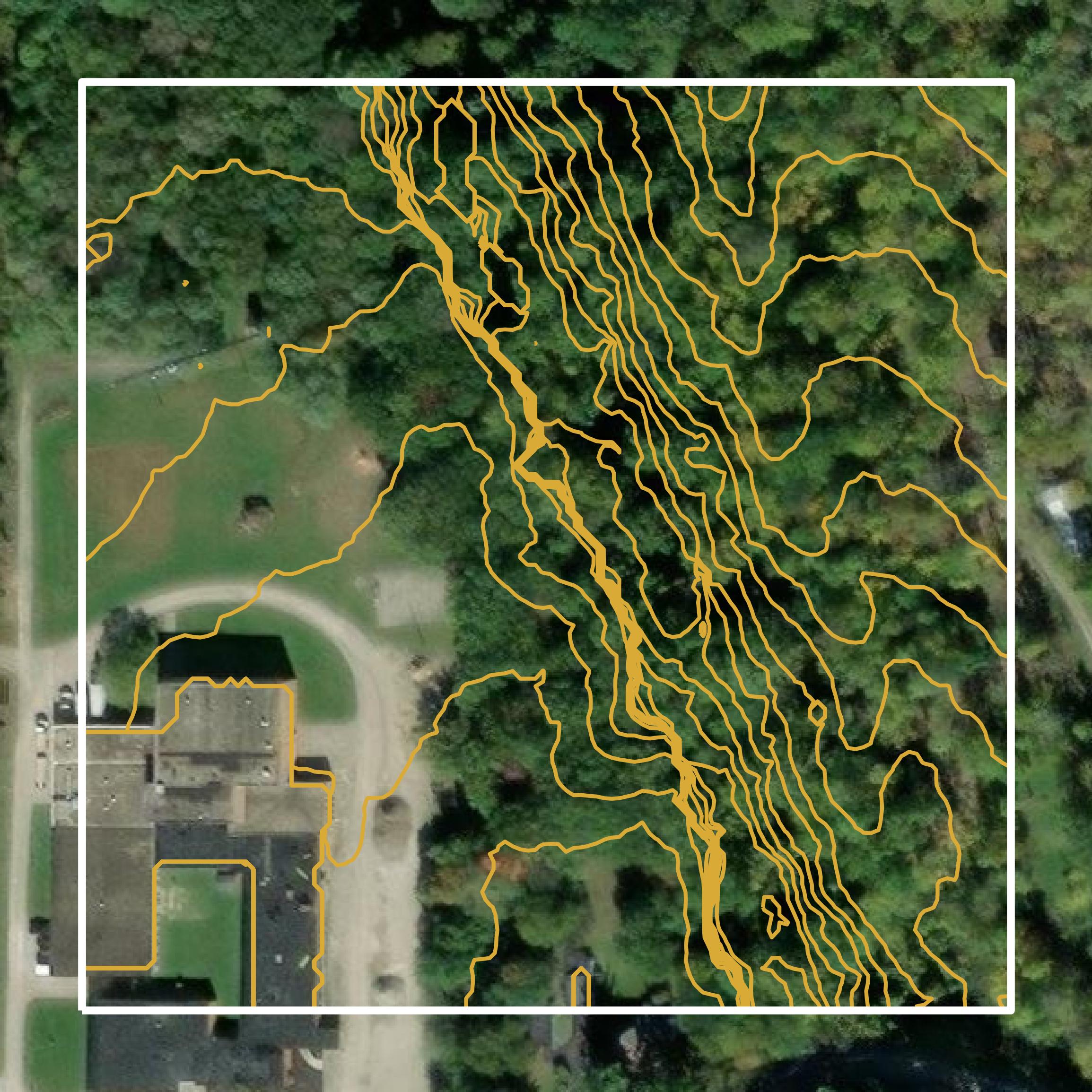 This image shows a contour map in Geauga County created using GIS data in Equator.