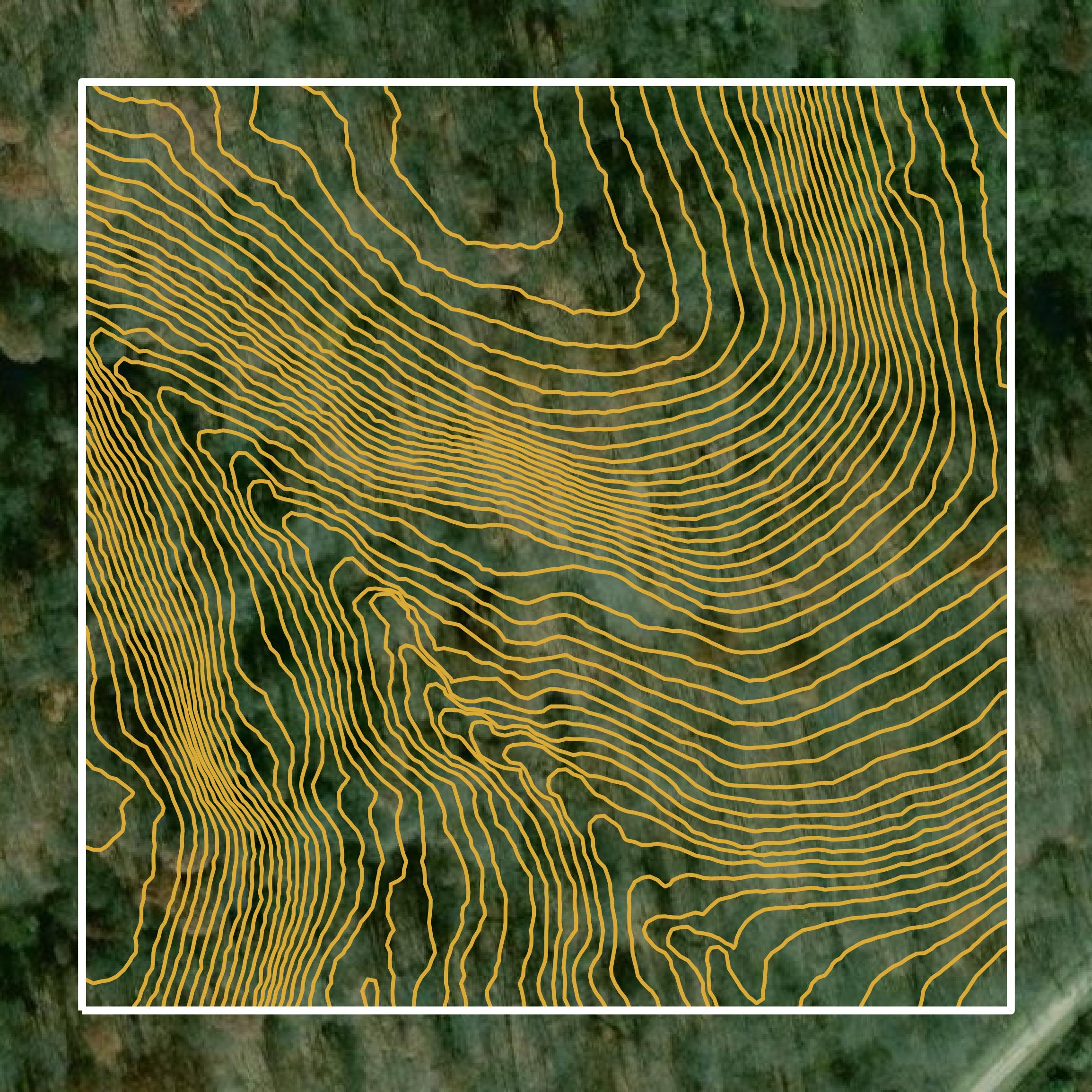 This image shows a contour map in Guernsey County created using GIS data in Equator.