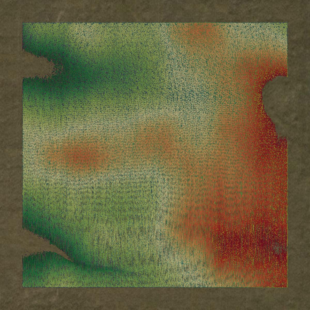 This image shows a LiDAR point cloud in Hancock County created using GIS data in Equator.