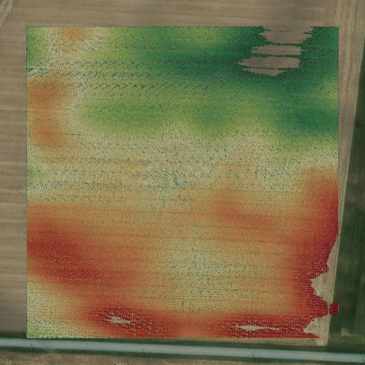 This image shows a LiDAR point cloud in Hardin County created using GIS data in Equator.