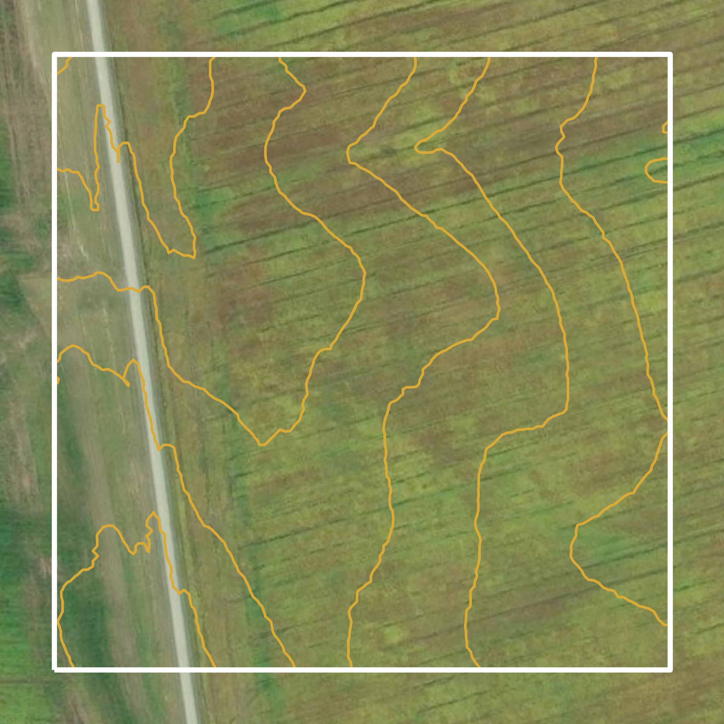 This image shows a contour map in Highland County created using GIS data in Equator.