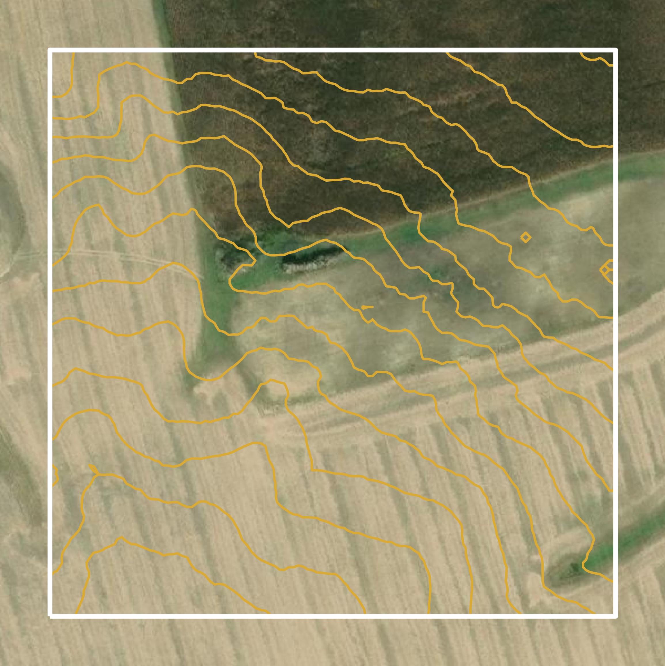This image shows a contour map in Highland County created using GIS data in Equator.