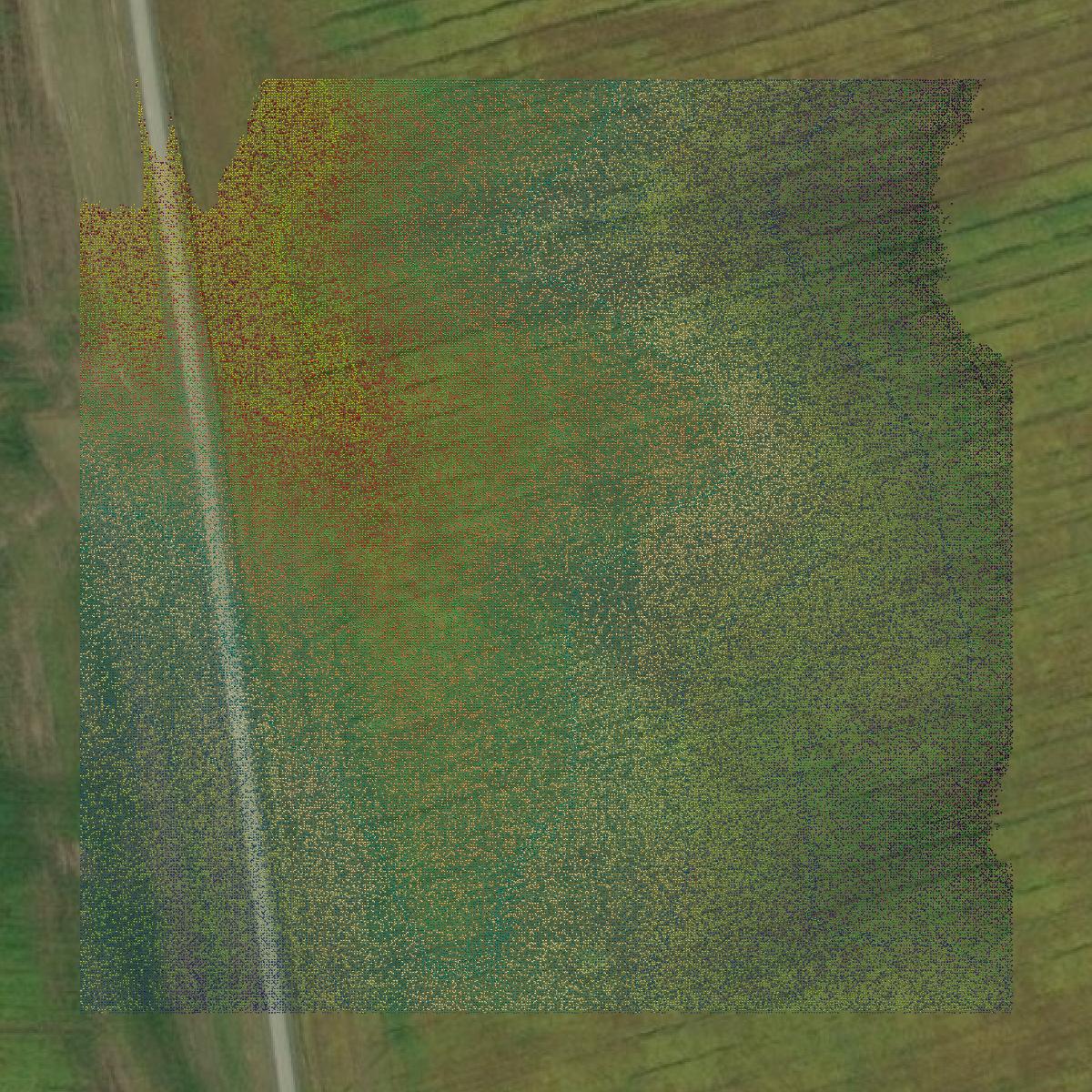 This image shows a LiDAR point cloud in Highland County created using GIS data in Equator.