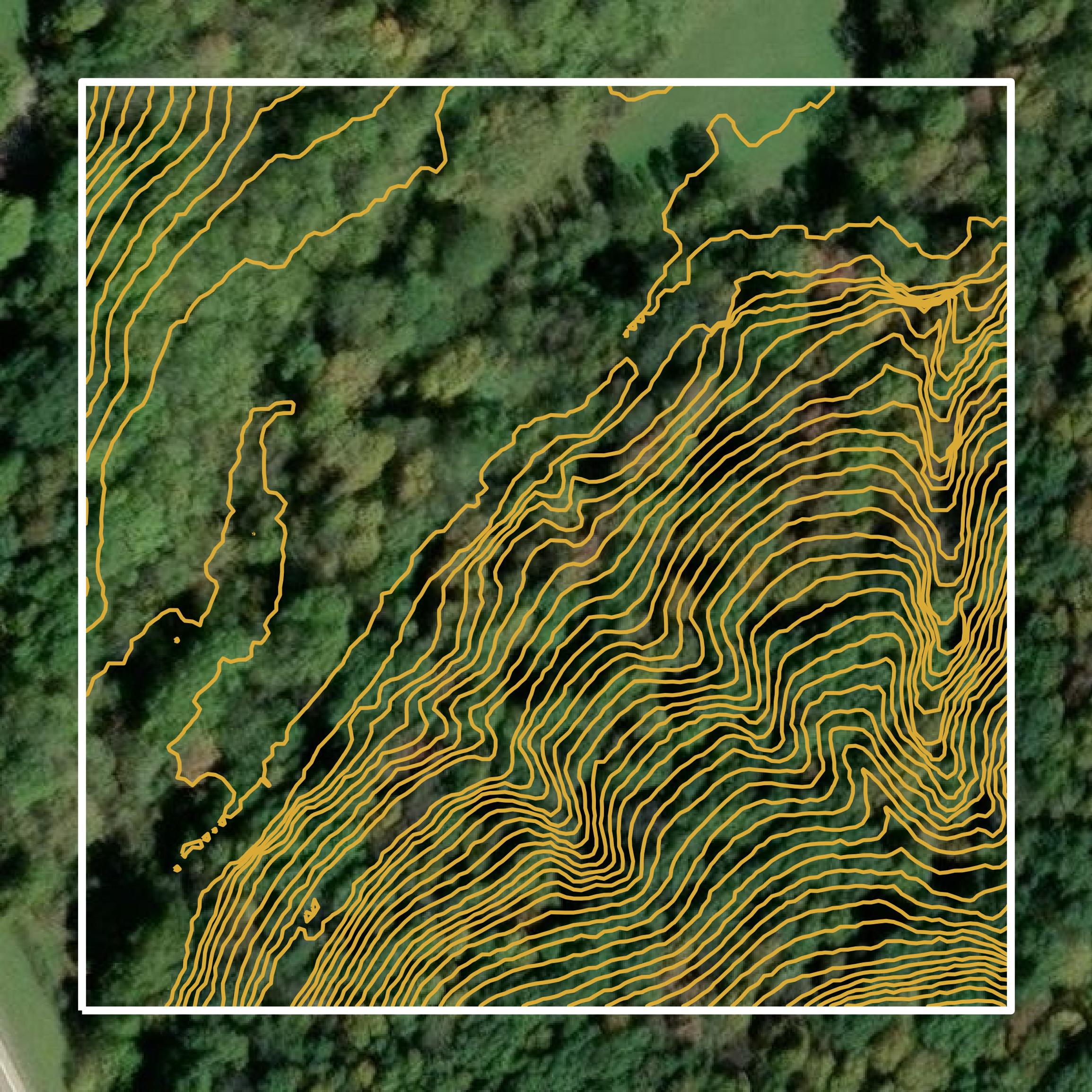 This image shows a contour map in Hocking County created using GIS data in Equator.