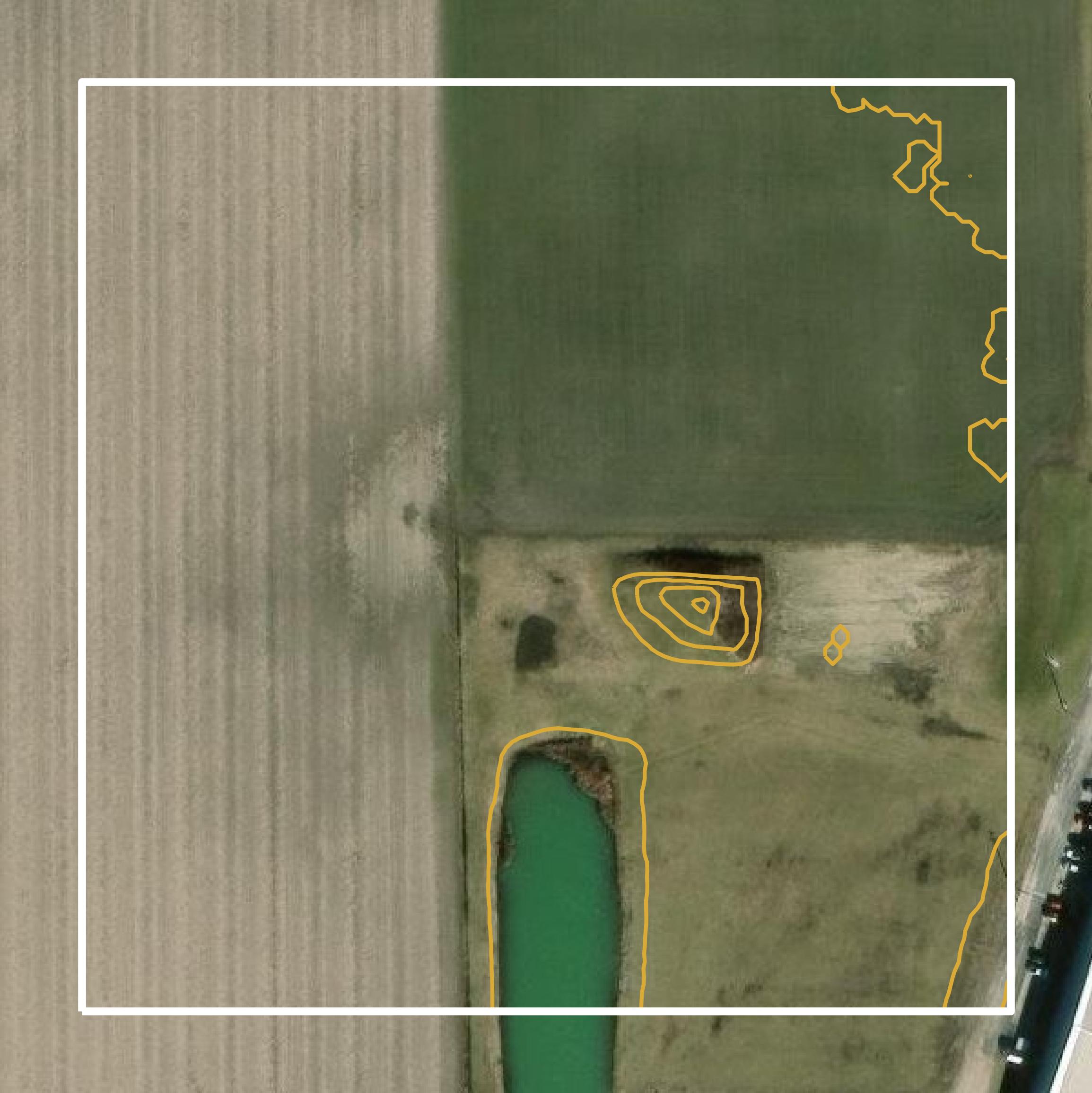 This image shows a contour map in Huron County created using GIS data in Equator.