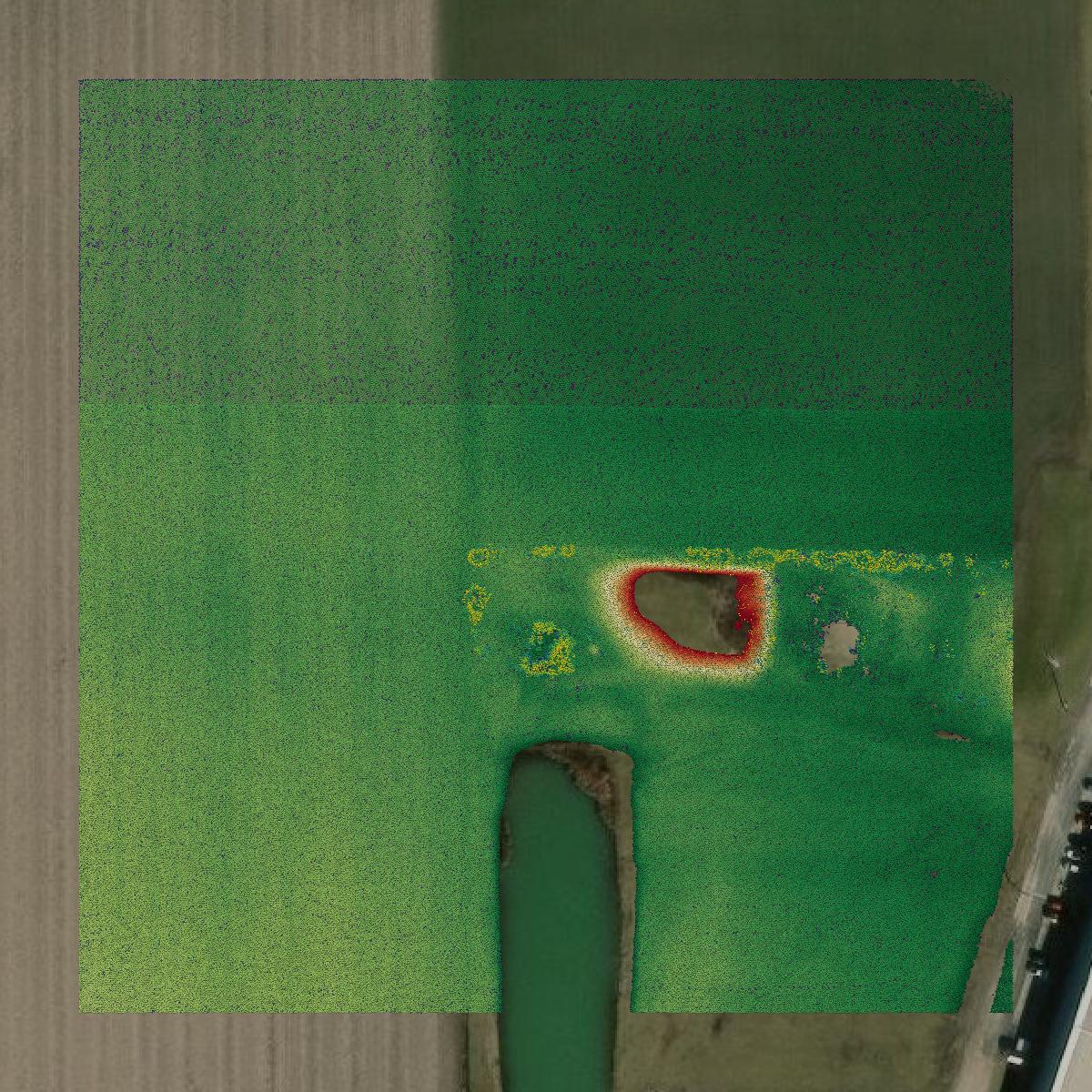 This image shows a LiDAR point cloud in Huron County created using GIS data in Equator.