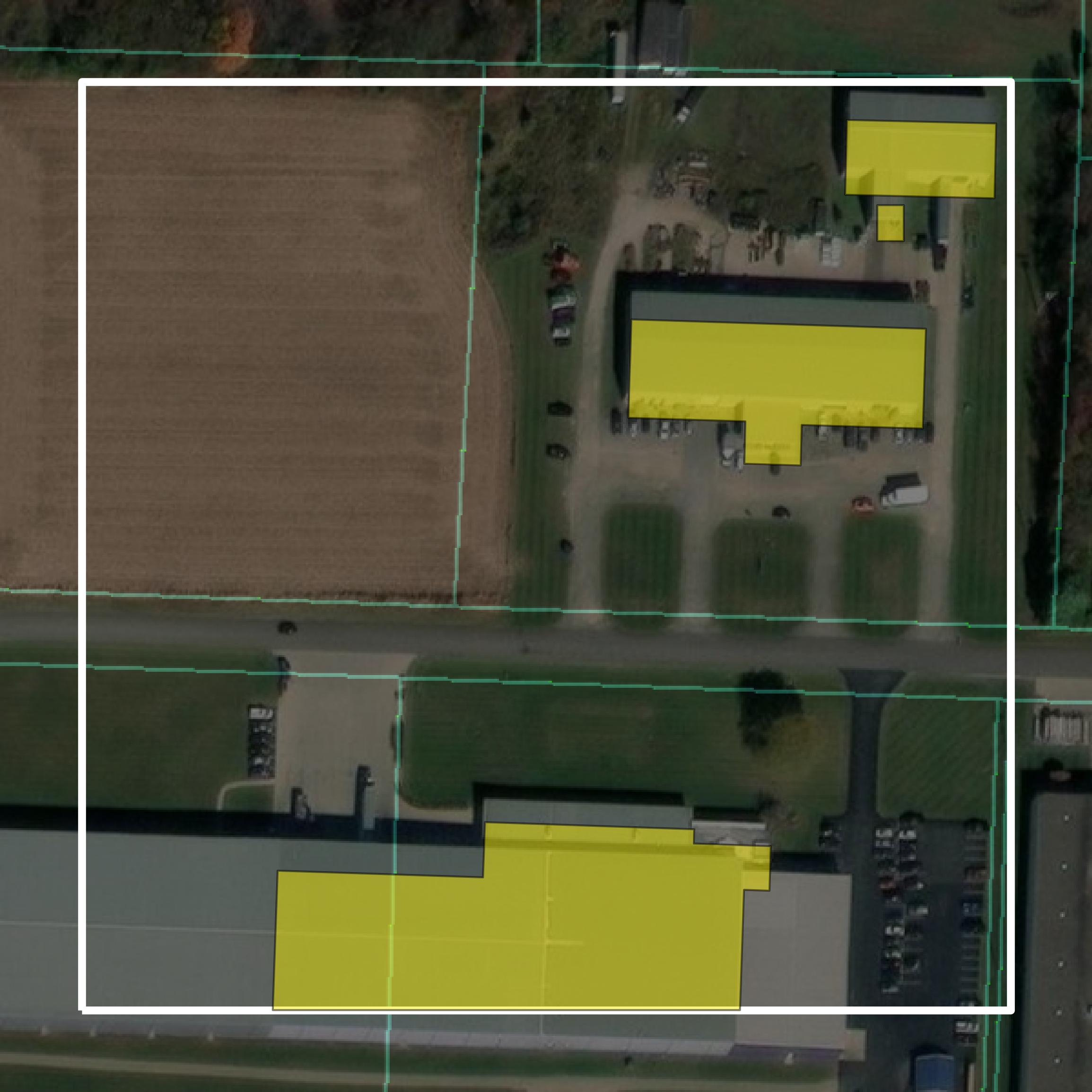 This image shows parcel and building data in Knox County created using GIS data in Equator.